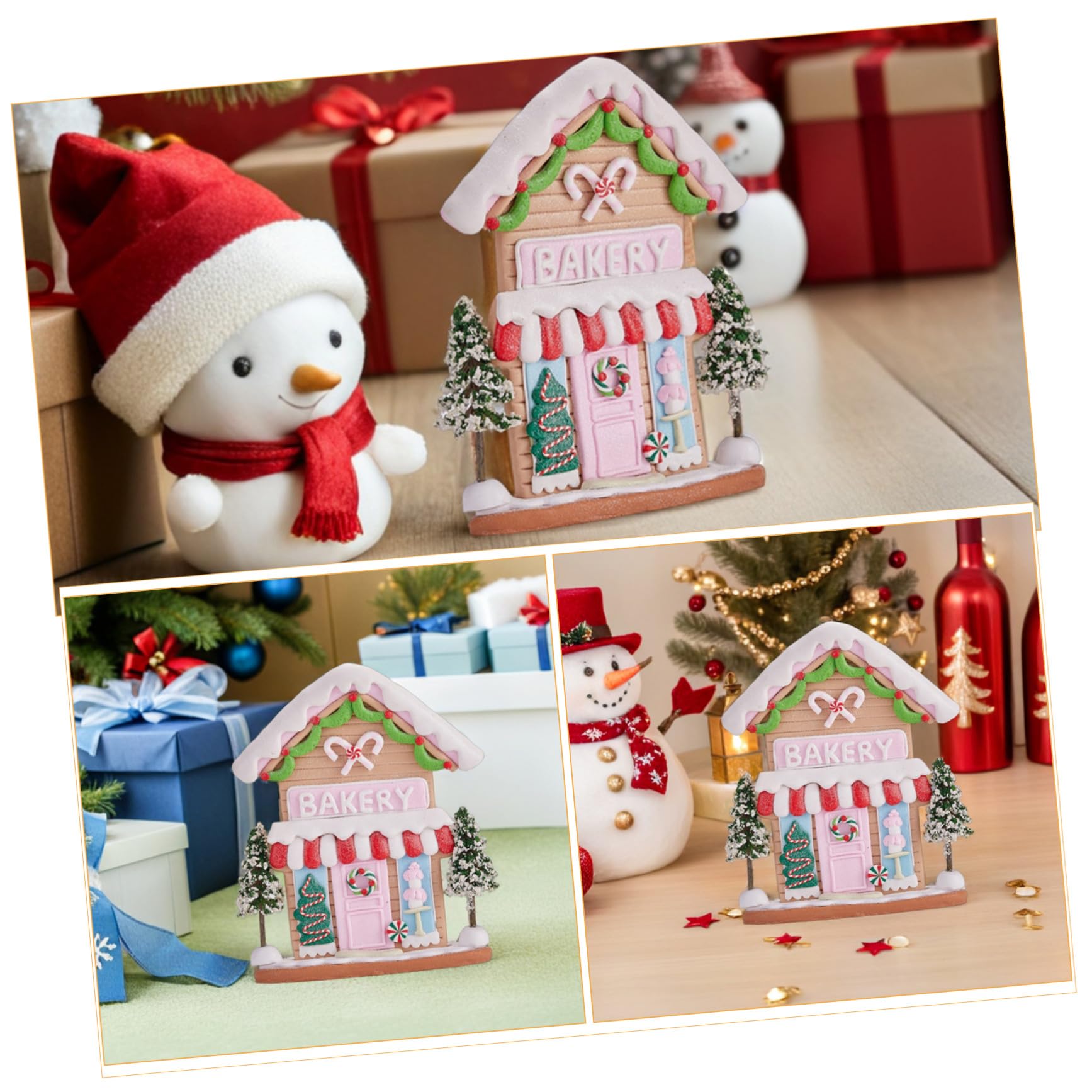 Casa de Jengibre de Arcilla para Navidad Adorno Único de Escultura Artesanal Casa Invernal con Detalles Pintados Mano Decoración Festiva para Fiesta y Hogar