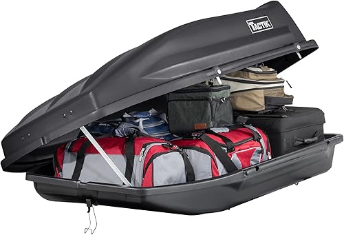 TACTIK Portaequipajes para techo con carcasa dura, XL, pizarra oscura, para la parte superior del vehículo, carga y descarga desde ambos lados, 57 x