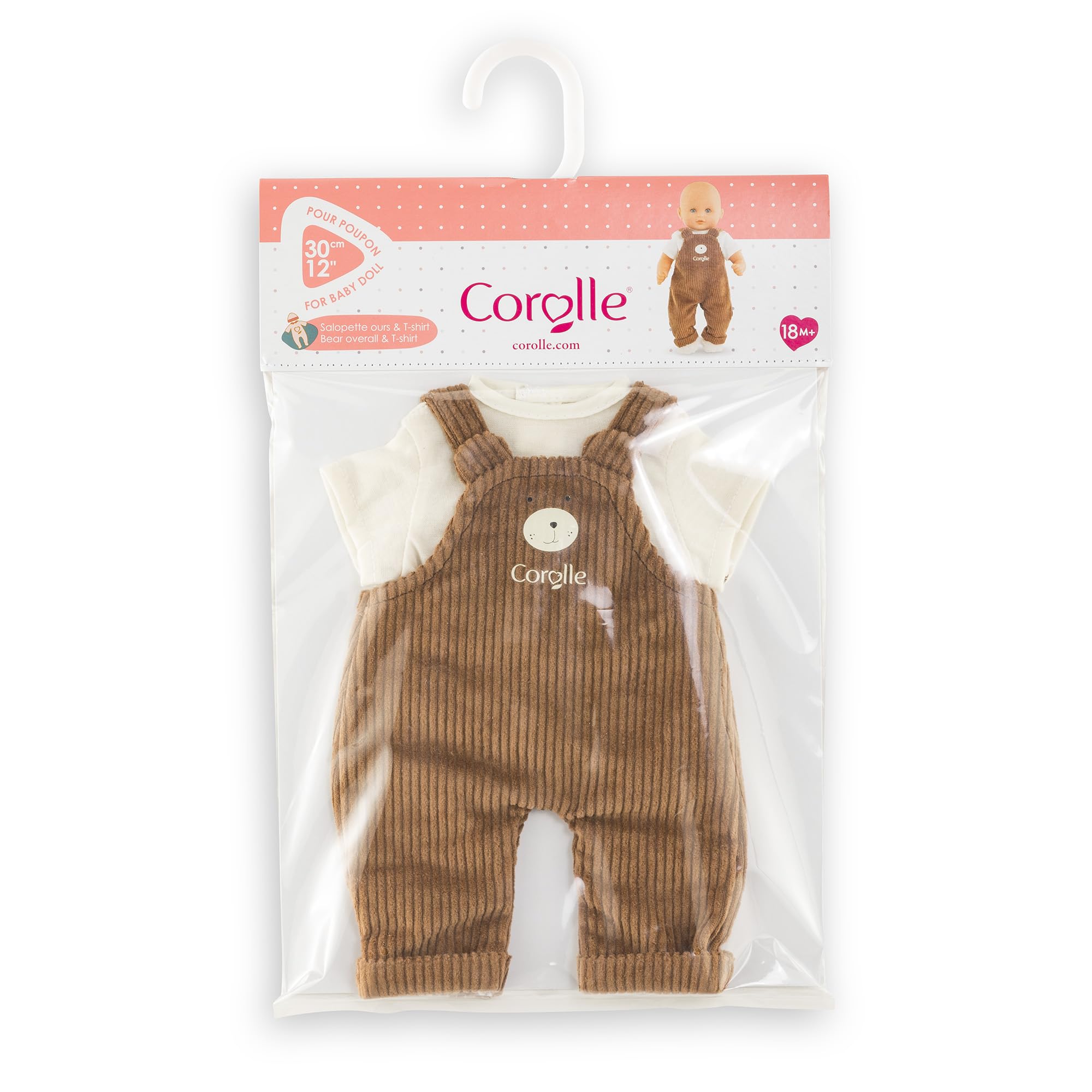 Corolle - Salopette Ours & T-Shirt Petit Explorateur, Vêtement Poupon 30cm, dès 18 mois, 9000111280
