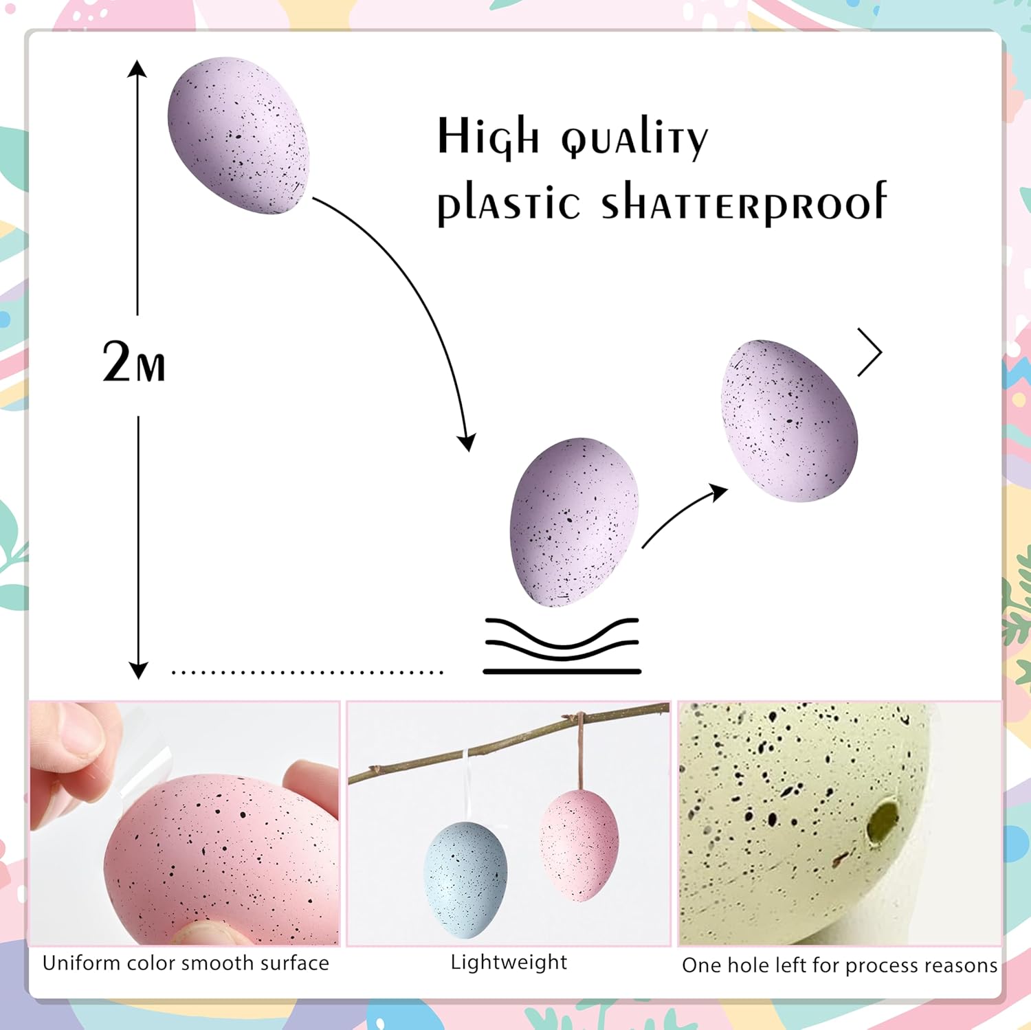 Waipfaru 32 Pcs Easter Eggs, Plastic Easter Decorations, Speckled Easter Table Decor, Easter Centerpiece Table Decorations for Indoor Outdoor Home Vase Filler Basket Spring Party DIY(Pastel Colors)
