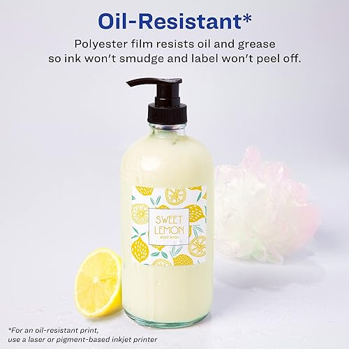 Miniatura 7 de Avery Etiquetas cuadradas impermeables duraderas, tecnología Sure Feed, 4 x 4 pulgadas, 100 en total, etiquetas impermeables resistentes al aceite y