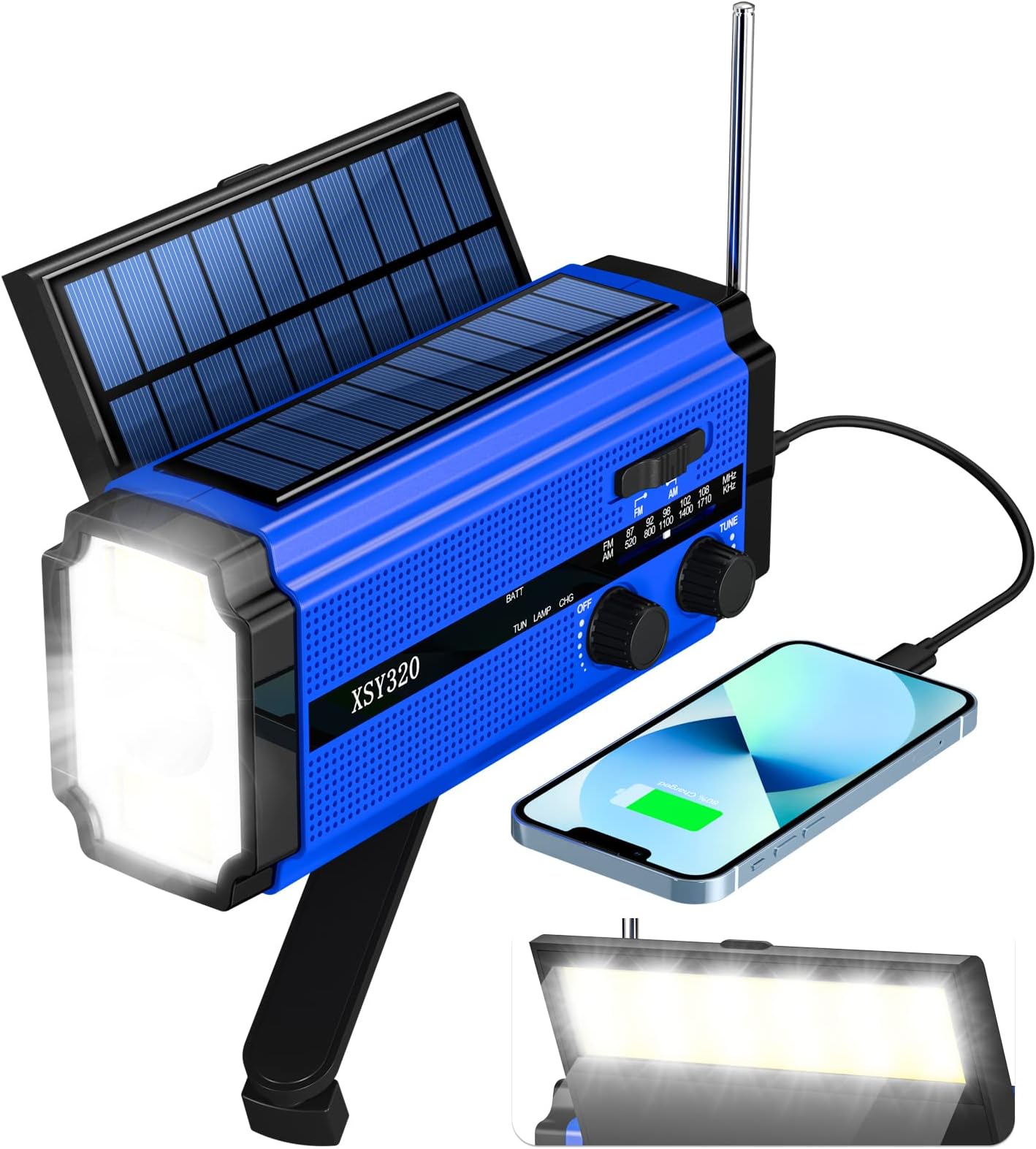Dynamo Notfall Powerbank Solar / Kurbel UNIQUEBELLA Solar Radio, Tragbare Notfall Radio mit Kurbel, 8000mAh