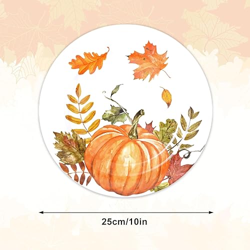 Miniatura 2 de AnyDesign Juego de 4 platos de cena de otoño de Acción de Gracias, platos de plástico de hojas de calabaza otoñales, reutilizables, 10 x 10 pulgadas