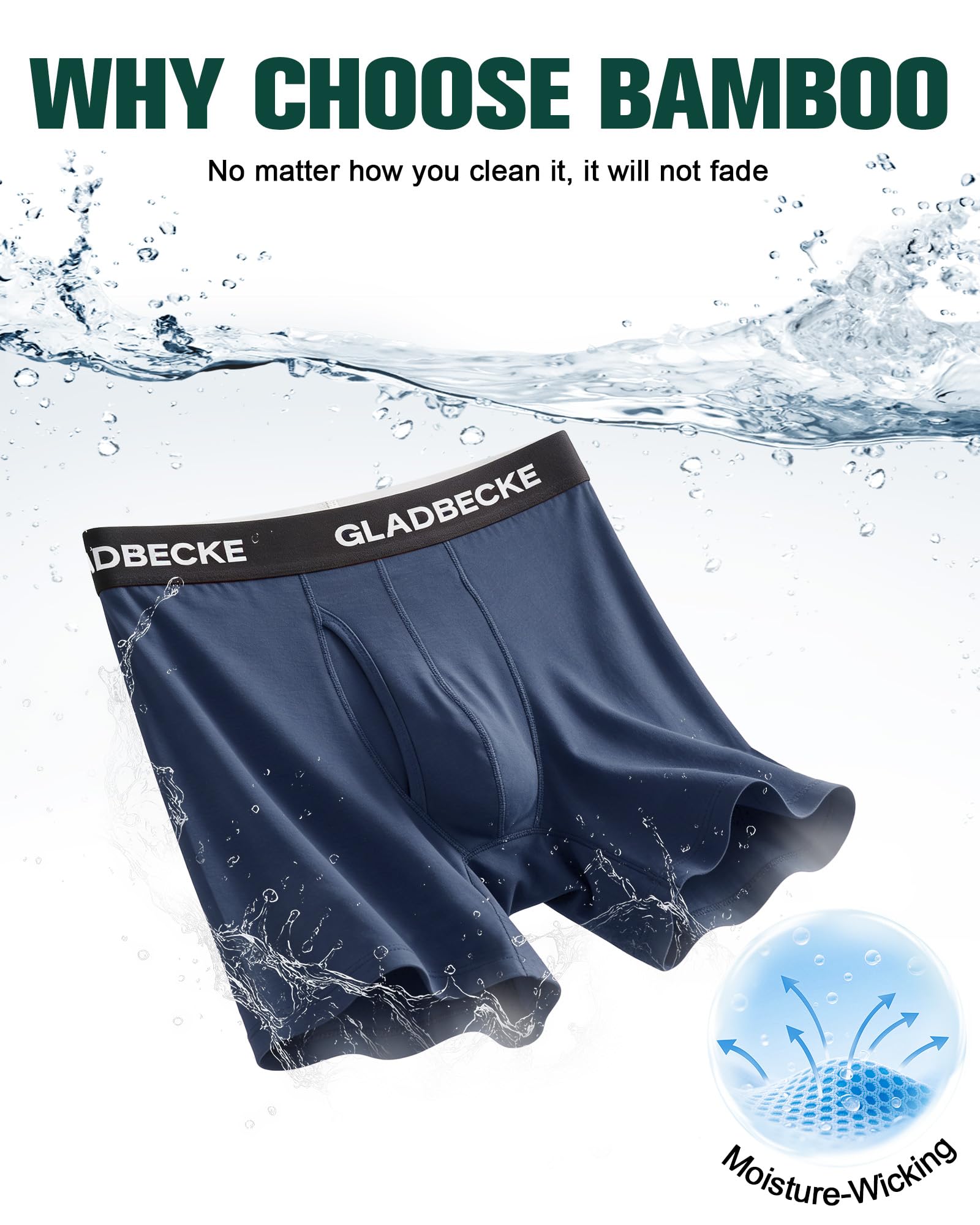 Boxer Long Homme en Bambou, Caleçon Respirant et Ultra Doux avec Braguette, Coupe Confortable et Extensible, Lot de 4