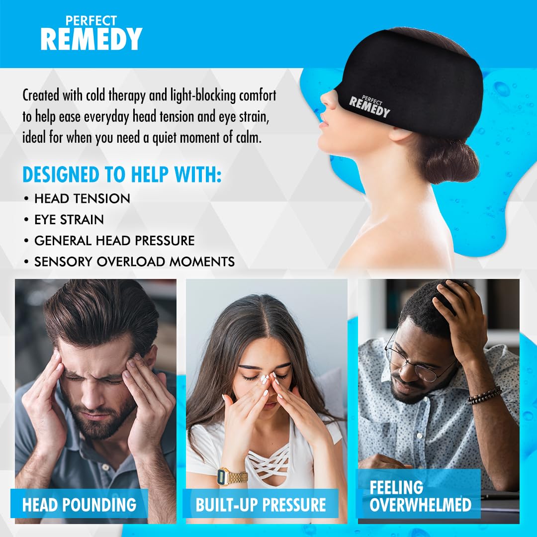 Neurocuffia Emicrania Ideata da Medici – Cappuccio per Mal di Testa con Cuscinetto di Ghiaccio Gel Riutilizzabile Integrato – Cappello per Emicrania e Sinusite che Avvolge la Testa a 360° (Nero)