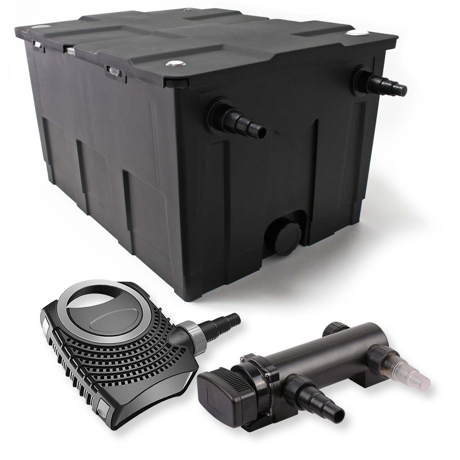 SunSun Kit complet: CBF-550 Filtre de bassin jusqu'à 60000 L Biologique, NEO7000 SuperEco pompe de filtration 7000l/h 50W, CUV-318 lampe uv UVC Clarificateur avec 18W