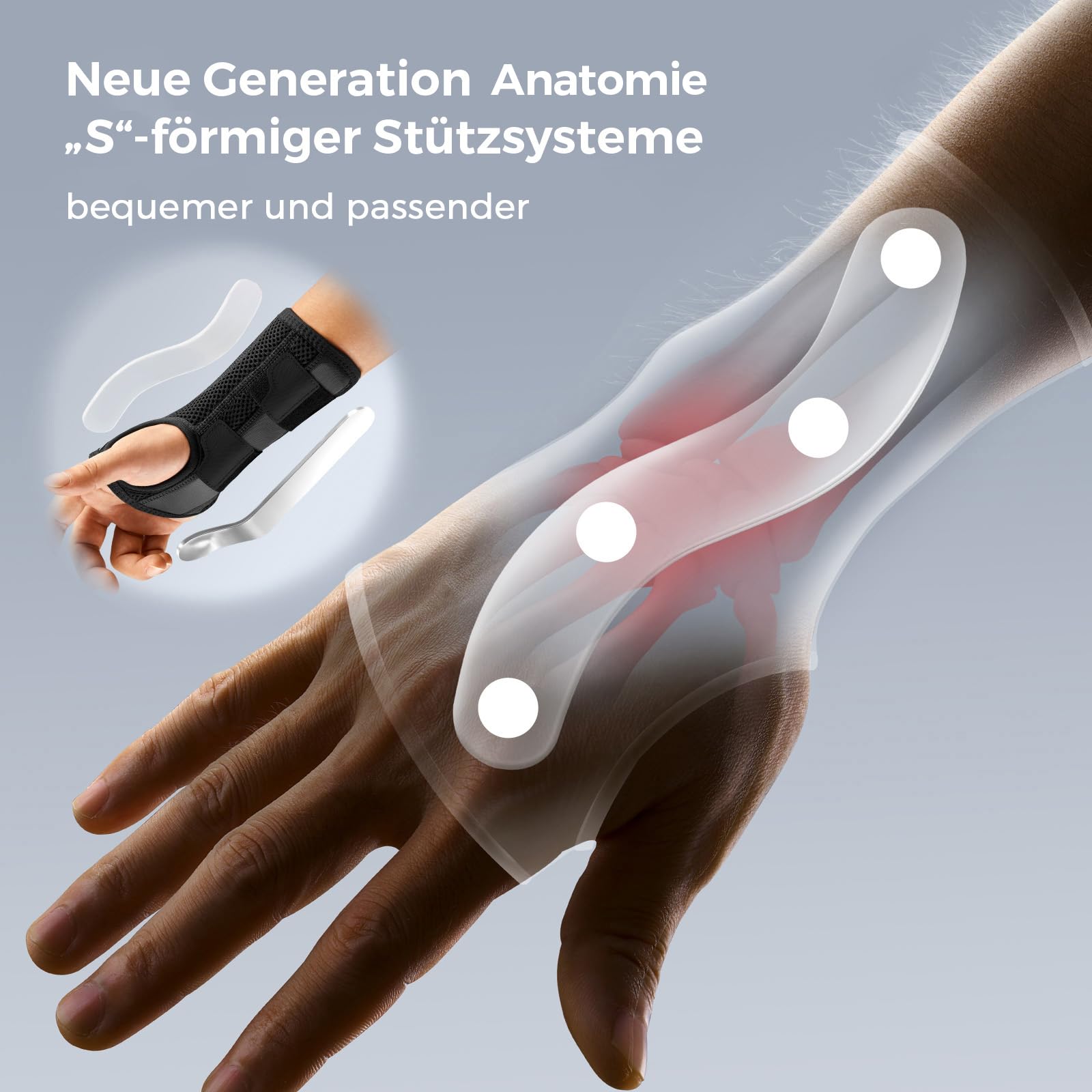 FREETOO Flexibel-Leicht Handgelenkschiene für Karpaltunnel, Atmungsaktive Handgelenk Bandagen mit eng anliegender S-förmiger Schiene, Verstellbare Handgelenkstütze für Verstauchung, Sehnenentzündung