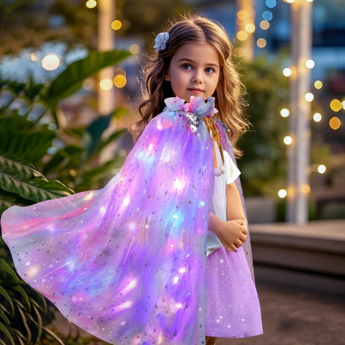 Meland Princess Dress up Clothes for Girl, Princess Cape with Kid Crown Toys, Birthday Gifts for Toddler Girls 3,4,5,6,7,8