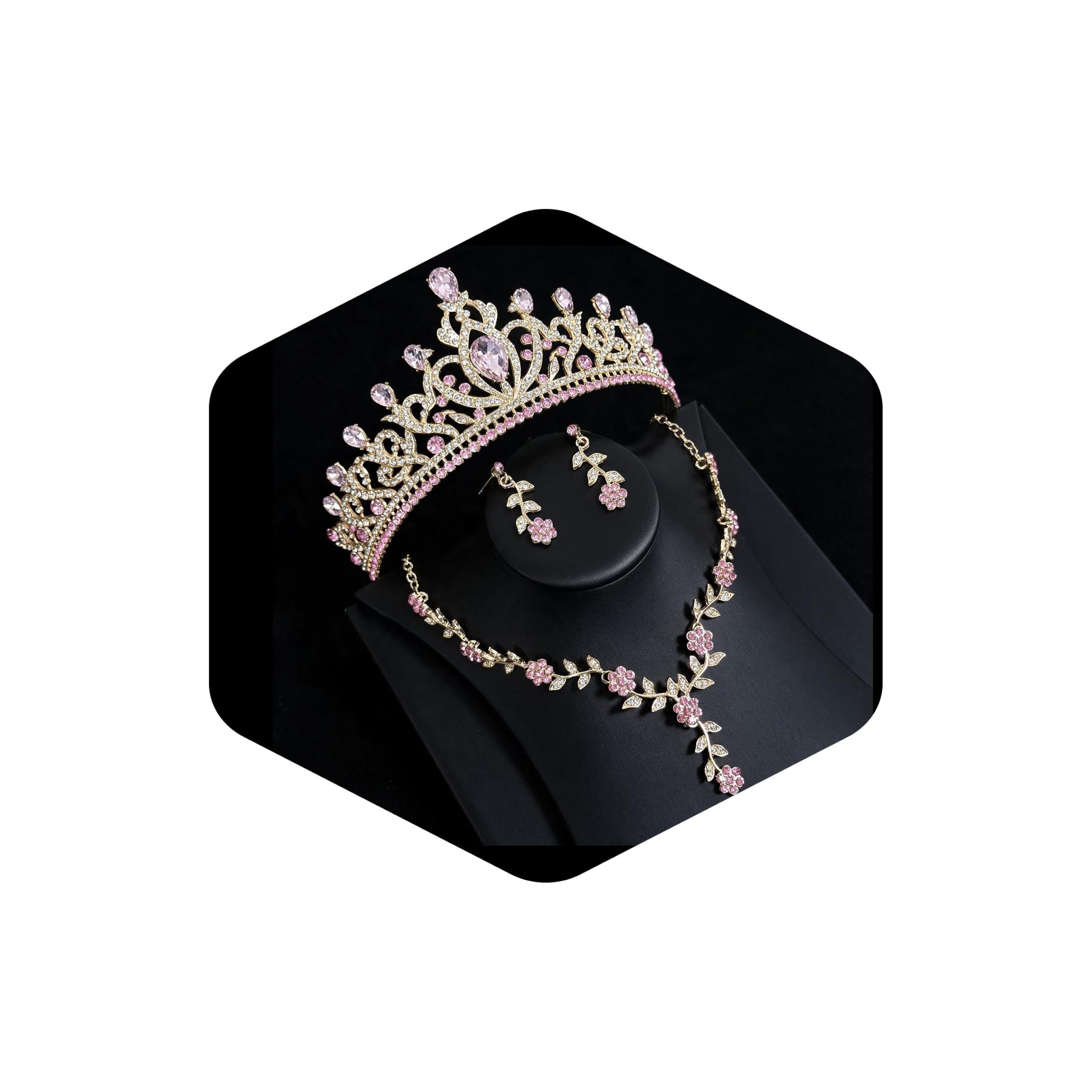 Kamirola Set di gioielli con collana e orecchini a forma di tiara da sposa
