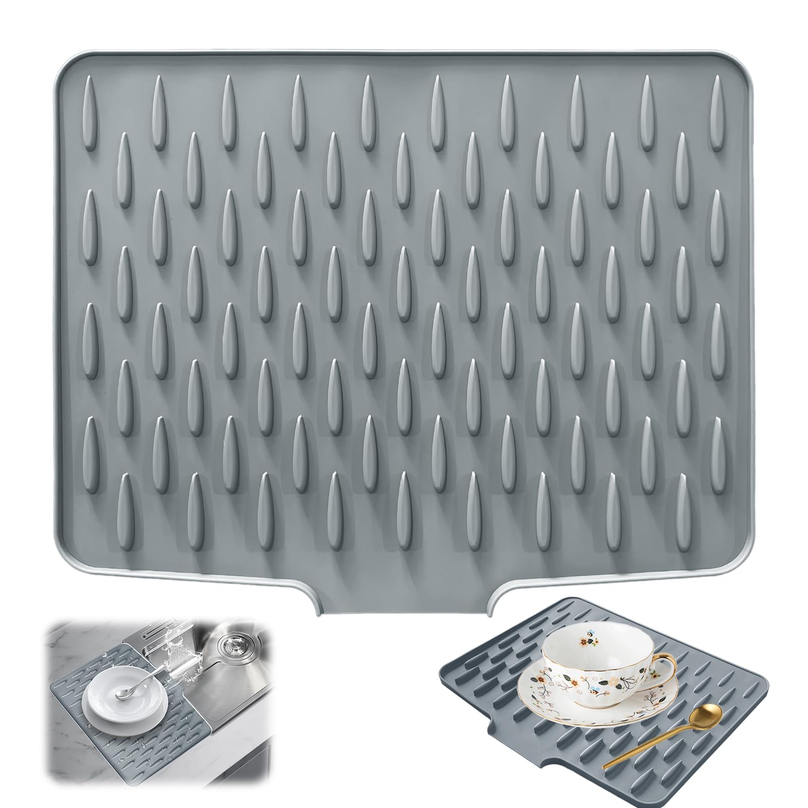 Tappetino Scolapiatti In Silicone 40x32,5 Cm - Protezione Per Piano Di Lavoro Con Design Antiscivolo E Drenaggio Rapido, Pieghevole, Lavabile