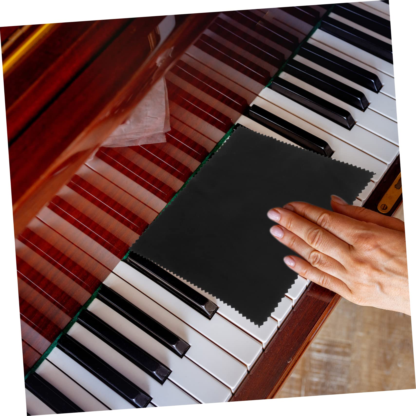 HANABASS 10Pcs Instrument Cleaning Cloths Dual Sided for Guitar Violin Piano Bass Trumpet Lint Durable for Polishing Care