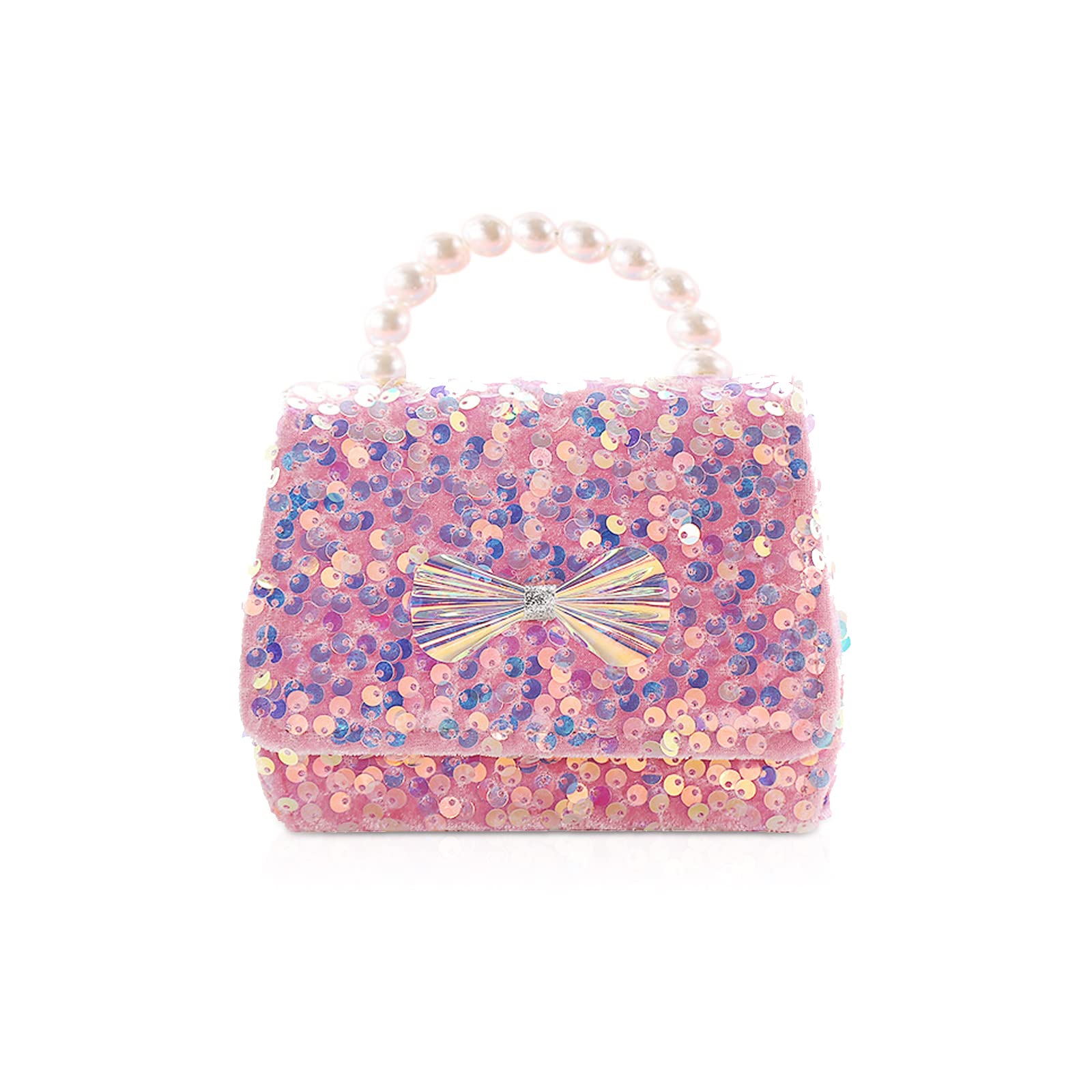 Sac à Bandoulière Princesse Pour Fille - Paillettes Et Noeud Mignon, Cadeau Enfant 2-7 Ans