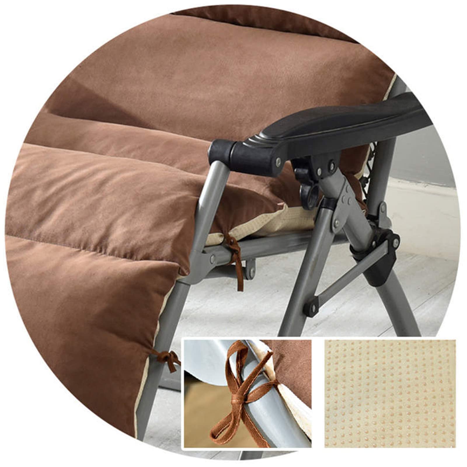 Cuscino Imbottito per Sdraio con Cinturino Fisso Antiscivolo Cuscino per Sdraio da Giardino per Viaggi Vacanze Interno Esterno, Cuscino per Lettino da Sole Morbido E Confortevole,Grigio,49in