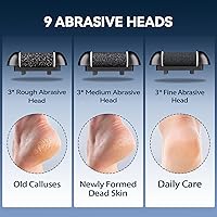 Vista 3 de Wea&Hea Removedor eléctrico de callos para pies, kit de pedicura profesional 30 en 1 con 9 cabezales de rodillo, lima de pies recargable e