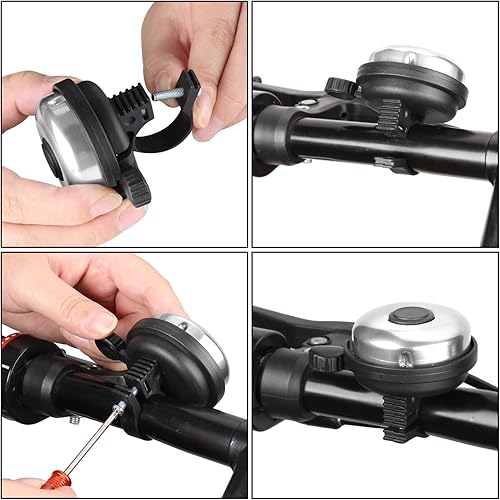 Vista 109 de Accmor Campana de bicicleta clásica, campana de bicicleta de aluminio, sonido nítido y claro para bicicleta para adultos y niños Uso de la mano