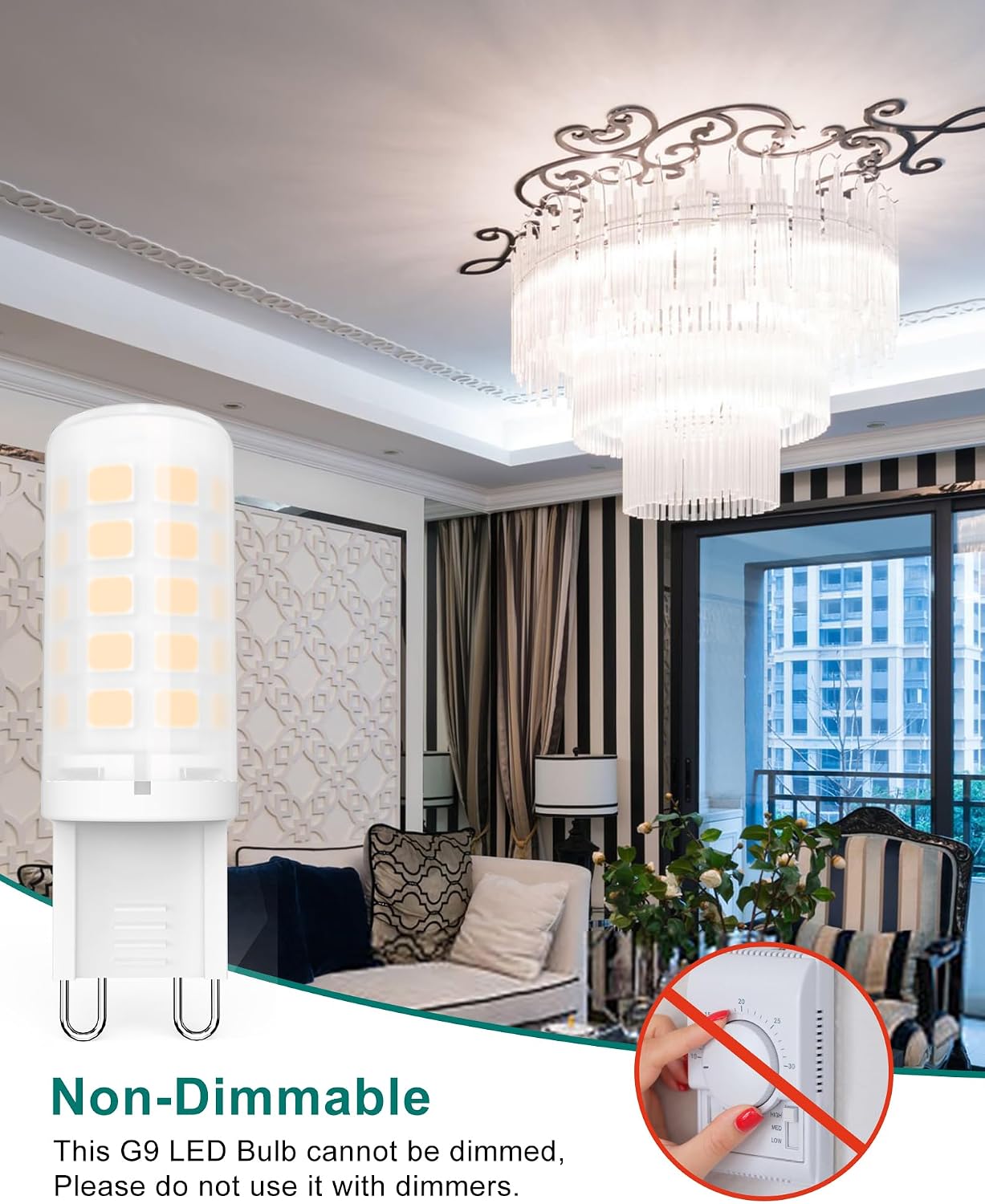 BAOMING G9 LED Bulb Non-Dimmable 3W (40W Equivalent) Natural White 4000K, No Flicker, 420LM, Plastic Base for Kitchen, Office, Reading Room, Makeup Area - 12 Pack