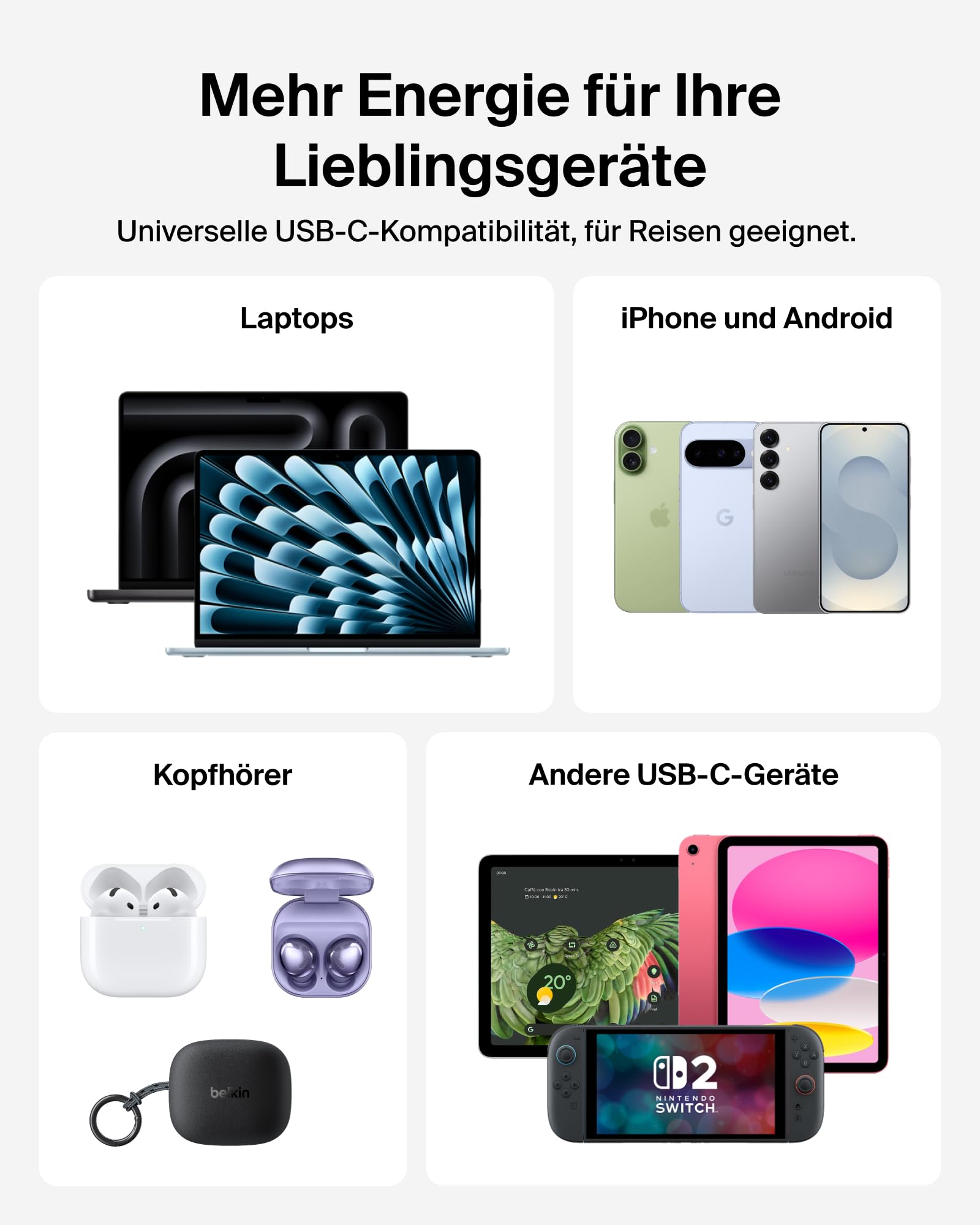 Belkin UltraCharge Pro 25000mAh Power Bank Laptop, Schnellladen – Schwarz | 25K Powerbank, 1 USB-C-Port + Kabel, 1 USB-A-Port, 158W Akkupack mit Power Delivery, Bereits Aufgeladen, Digitalanzeige