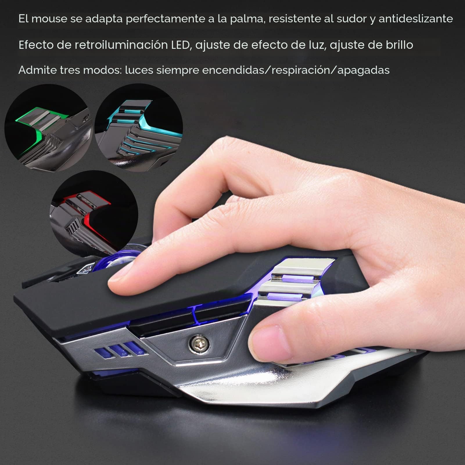 ciciglow Combo de Teclado Mecánico Y Mouse, RGB Retroiluminado con Cable Recargable 3200DPI Ratones Teclado Inalámbrico para Juegos para PC Gamer Computadora de Escritorio
