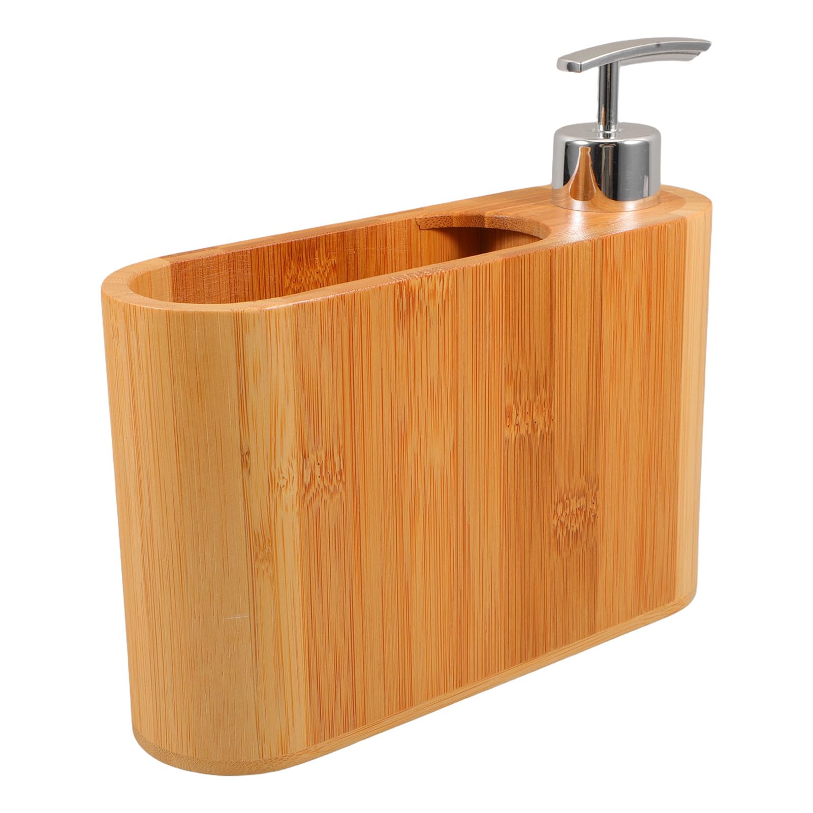 Gadpiparty Dispensador de Jabón Oval de Plástico y Madera Diseño Elegante para Uso en Baño y Hogar, Cómodo Agarre y Pieza Decorativa Portátil