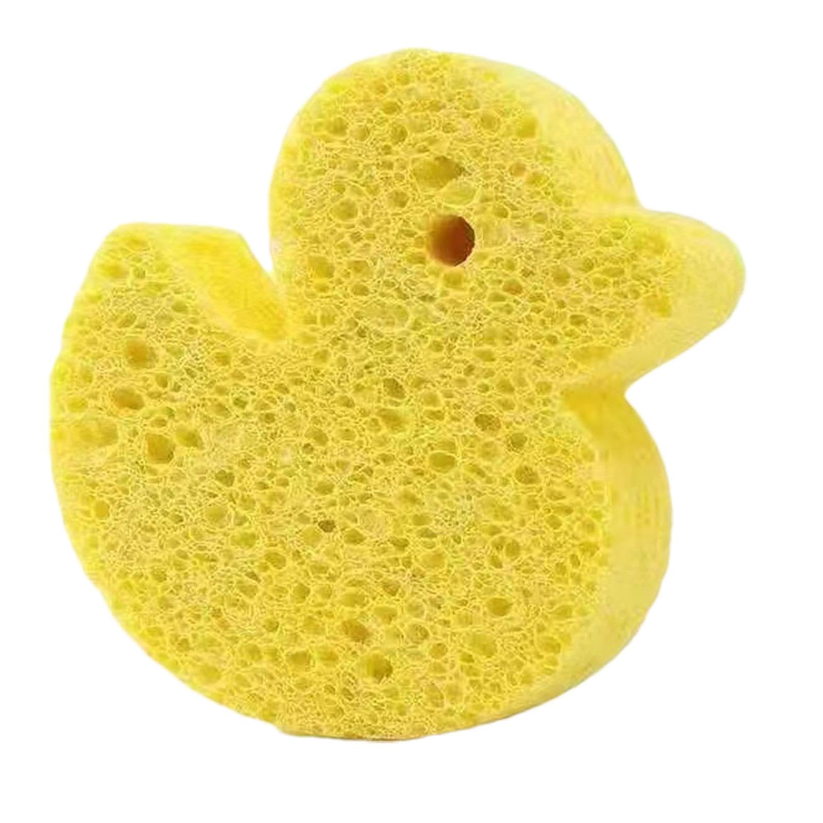 Generic Baby Bath Sponge - Soft Body Wash Scrubber - Dead Skin Remover - Cute Yellow Wood Pulp & Cotton Shower Sponge - Bath Rub for Kids & Toddlers