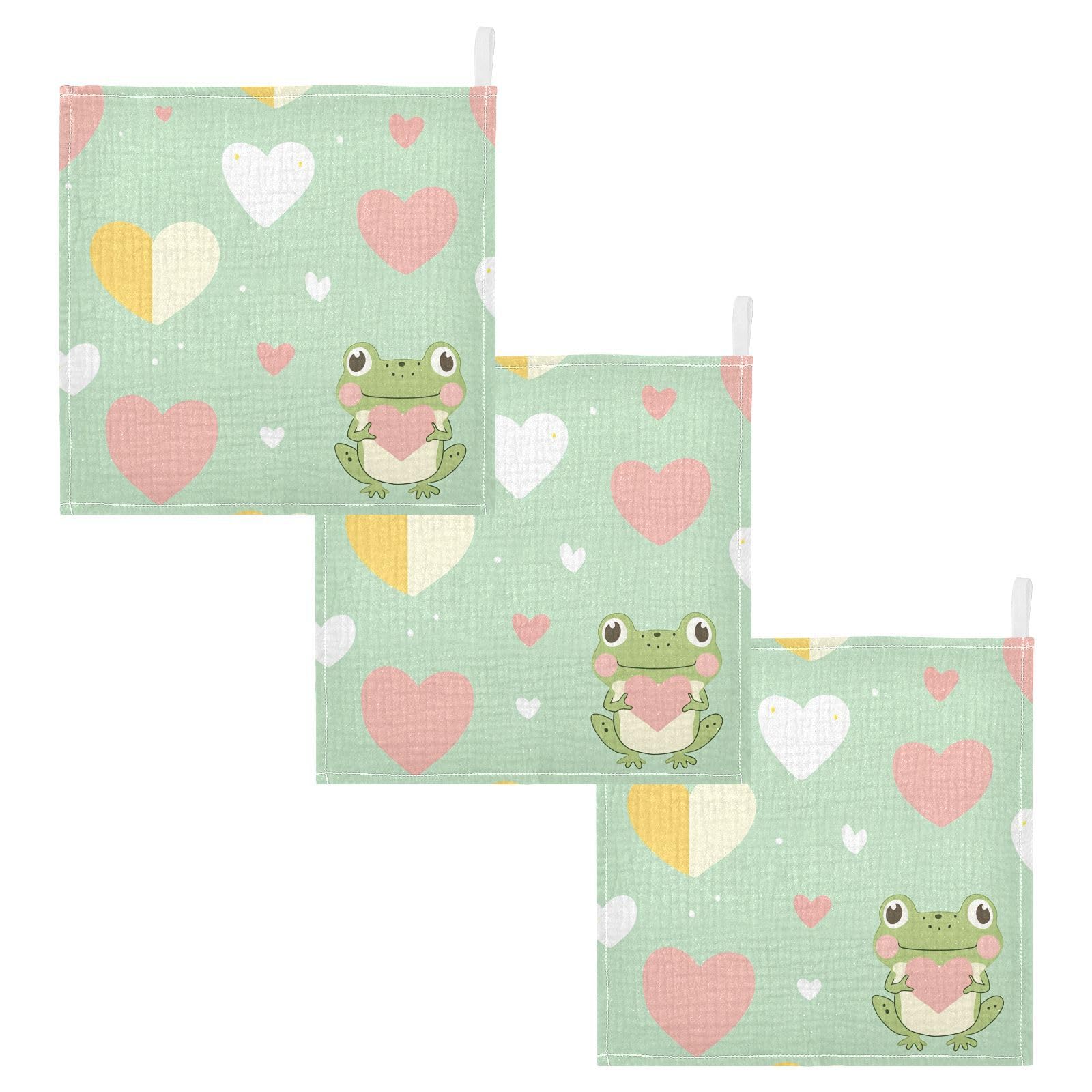 YETTASBIN Frog Muslin Baby Hand Washcloths Soft Cotton Bath Face Towel 4 Layers Extra Absorbent Feeding Burp Cloth