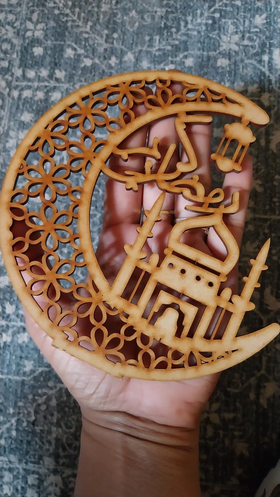 Buy Cliths Ramadan Mubarak Wooden Moon Star Table Decor - 3D Hollow ...