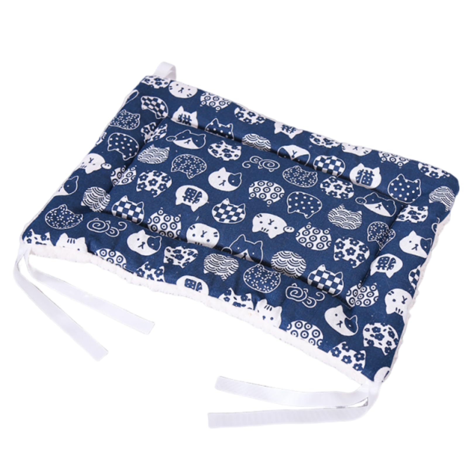 YFFSFDC 猫のベッドマット50*35cm ペット ふわふわ キャットタワー ソファマット 四隅紐付 滑り落ち防止 柔らかい バーシブル リバーシブル 洗える 通気性 冬夏両用 (ブルー)