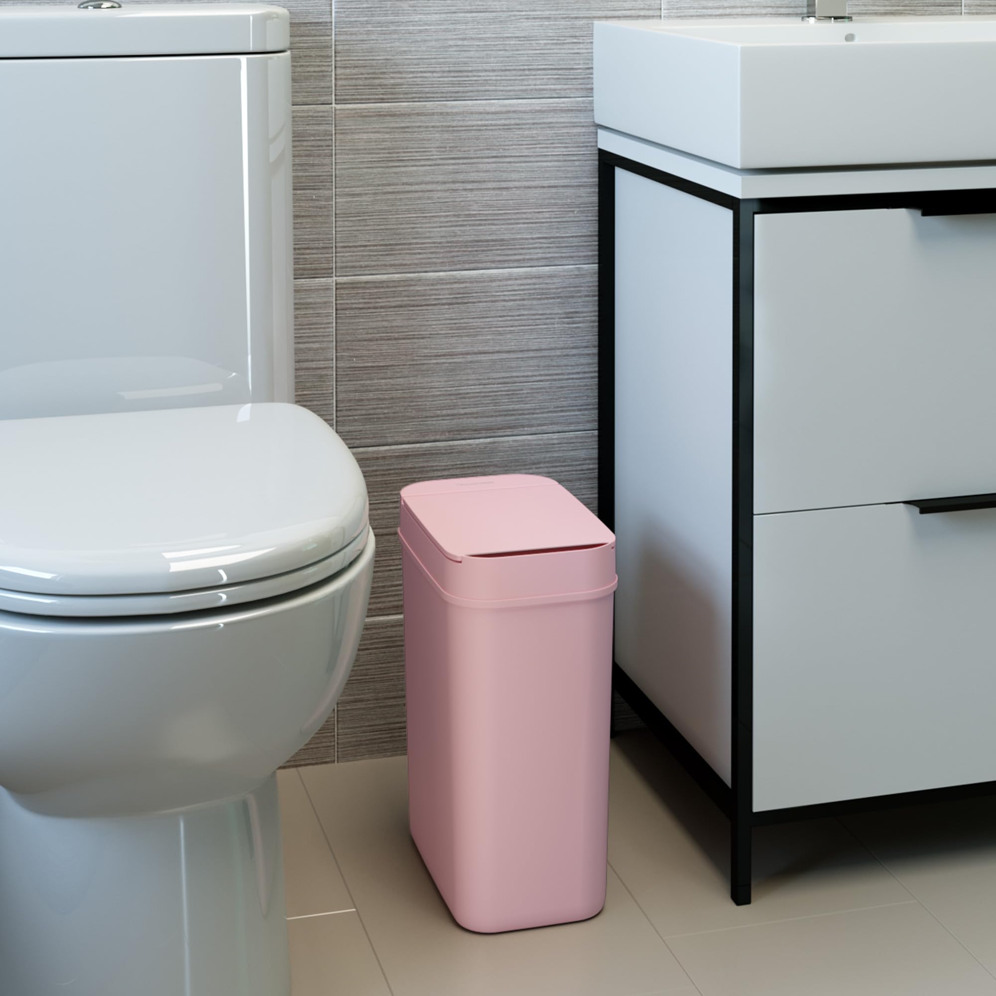 iTouchless 3 Gallon Sensor Pink Bathroom Trash Can, 10