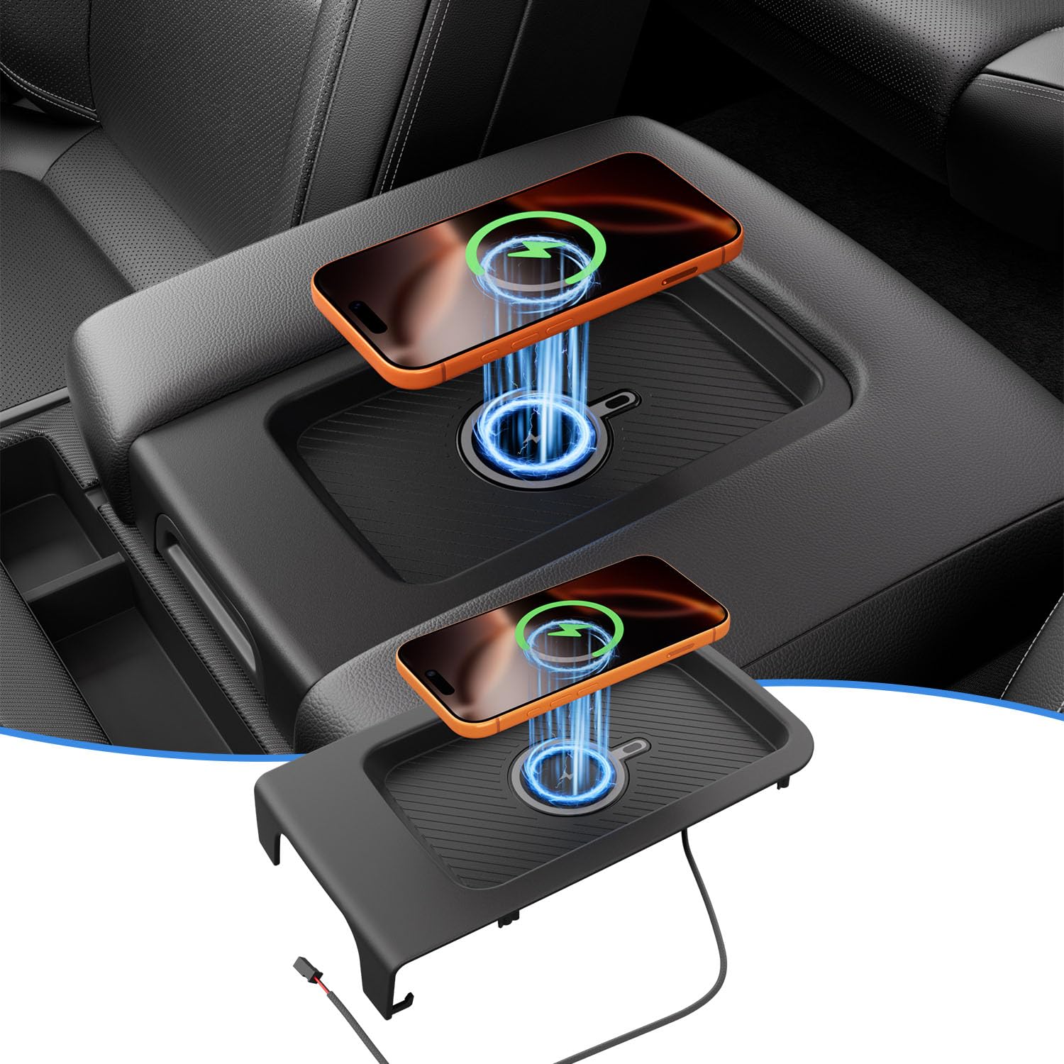 Chevy Silverado wireless charger phone placement sweet spot diagram