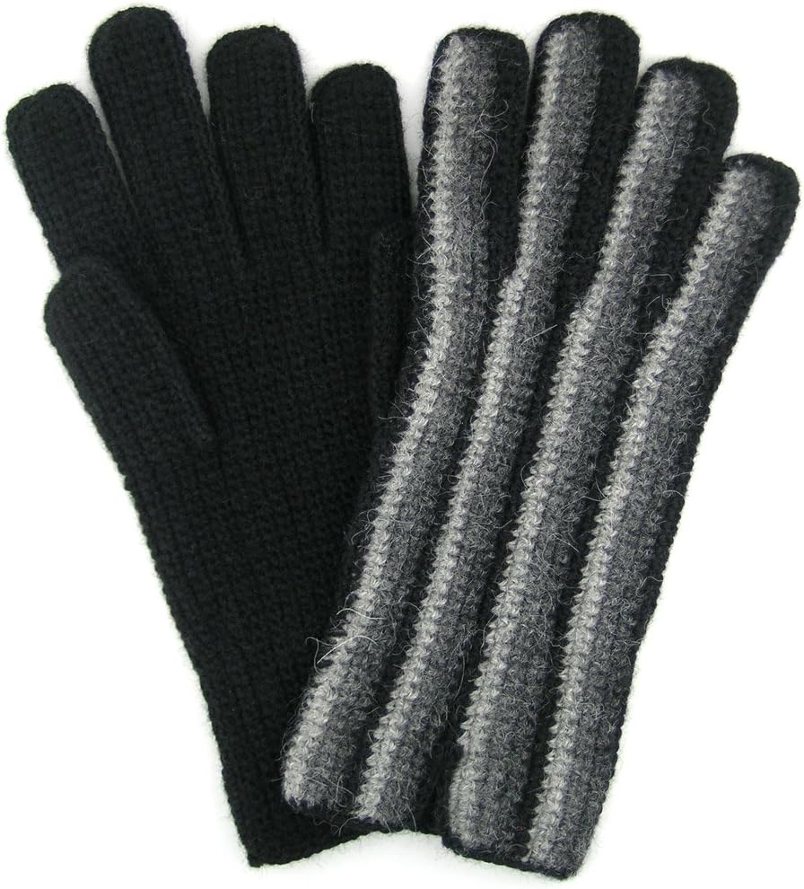 Alpaca Gloves"Rayas" Hand Crocheted Fair Trade Bolivia 100% Alpaca - Grey