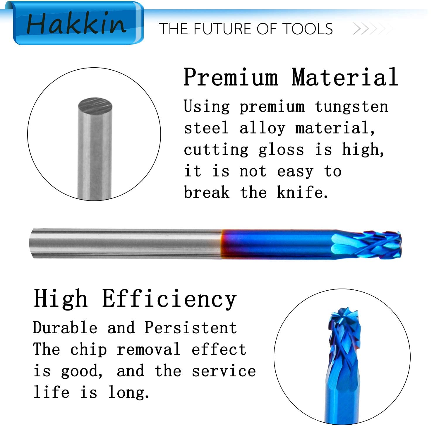 Dyna-Living 20Pcs End Mill CNC Router Bit Nano Blue Coating Rotary Burs Set Single/Double Cut