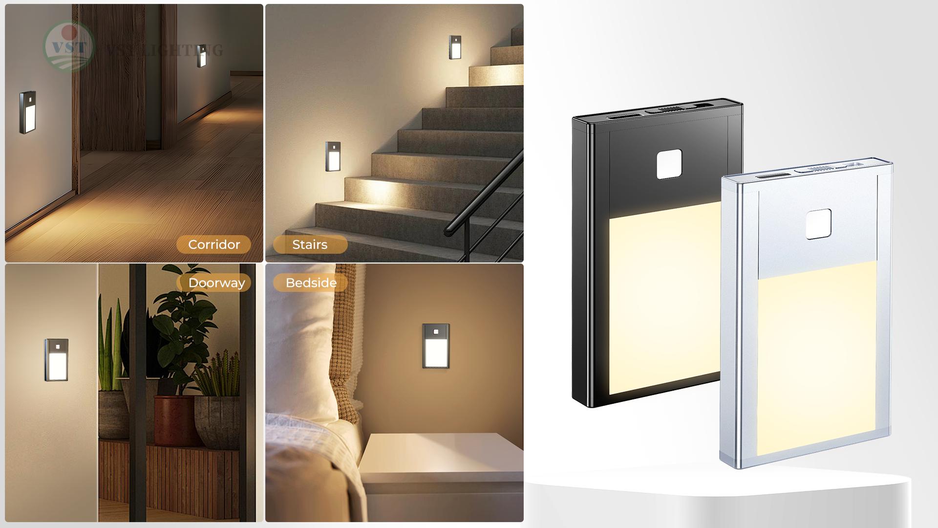 HaoXun Night Lamp Bedside Lamp With Motion Sensor, Eye Protection & Magnetic Absorption - Rechargeable Battery-Powered LED Night Light For Kids Room, Bathroom, Corridor, Stairs (3000K Soft Lighting - View #5