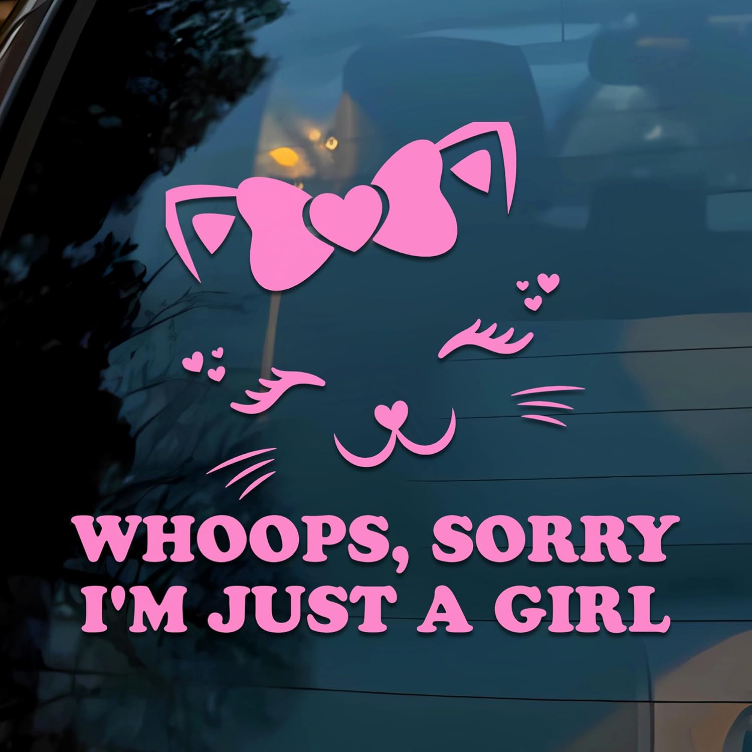 Whoops Sorry I'm Just A Girl Car Decal Cute Cat, Girly, Pink Feminist Car Window Mirror Decal Accessories Affirmations Vinyl Waterproof 6 Inches Bumper Sticker Gift for Mom Dad Friend - Image 2