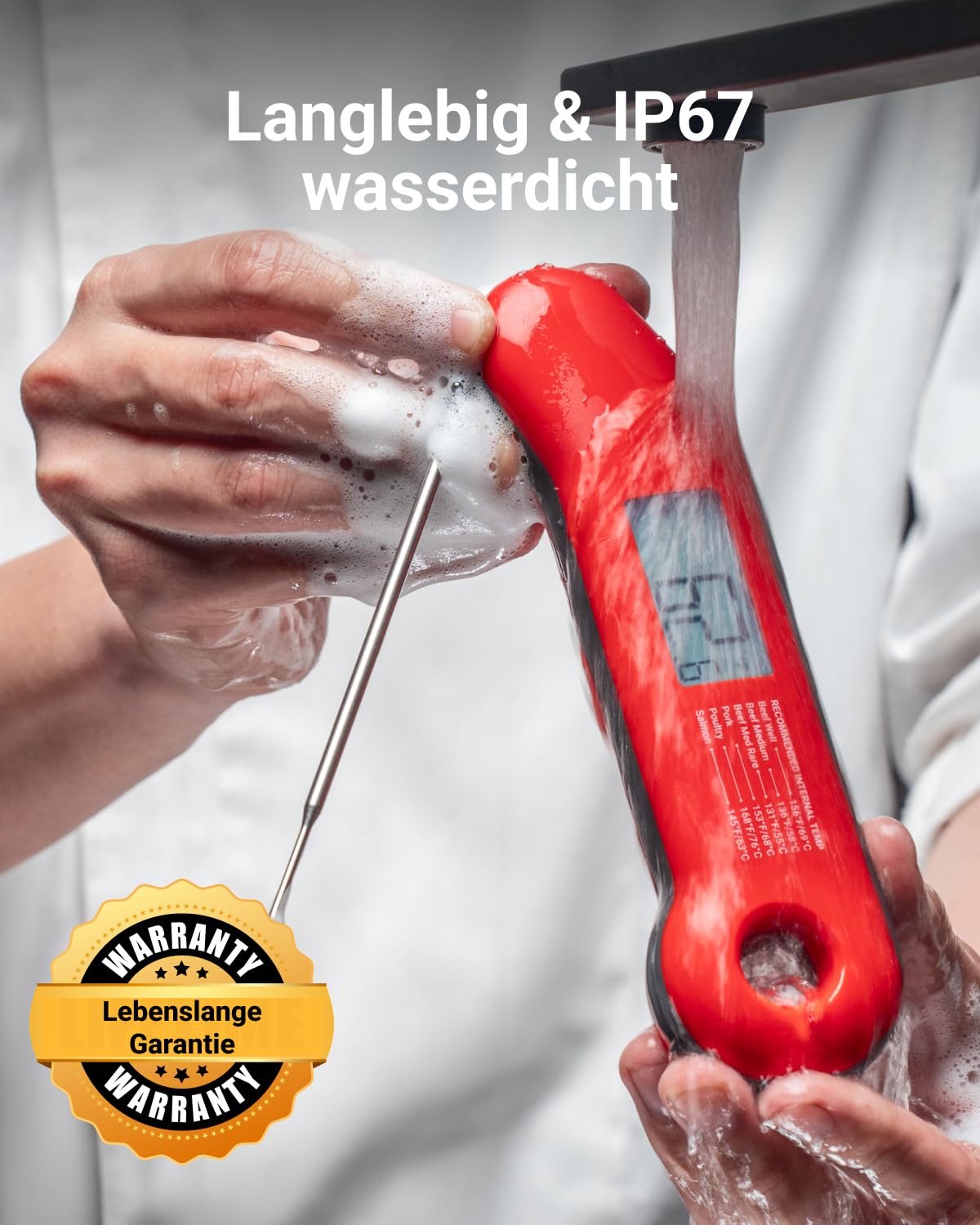 ThermoMaven F1 Turbo Digitales Fleischthermometer –0,5s Sofortanzeige Grillthermometer, ±0,3℃ Genau Thermometer Kochen, IP67 Wasserdicht Magnetische Thermometer Kochen, Flaschenöffner Braten BBQ Grill