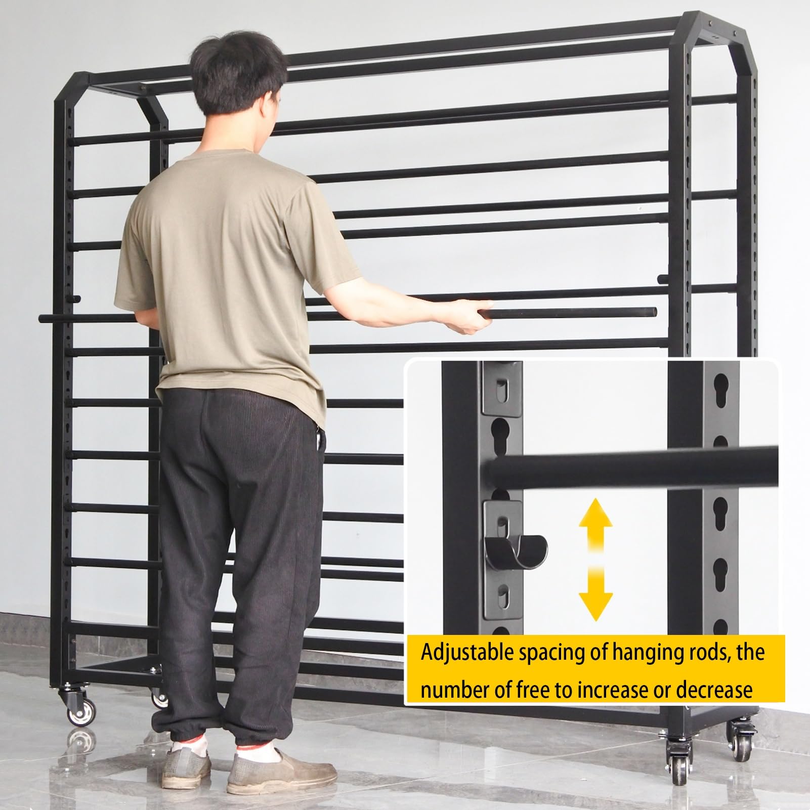 Duży wytrzymały organizer na rolki z tkaniny metalowej – stojak do przechowywania 170 cm na winyl, obrus, folię PCW i okłady samochodowe, 145 cm z 8 prętami, idealny do użytku komercyjnego