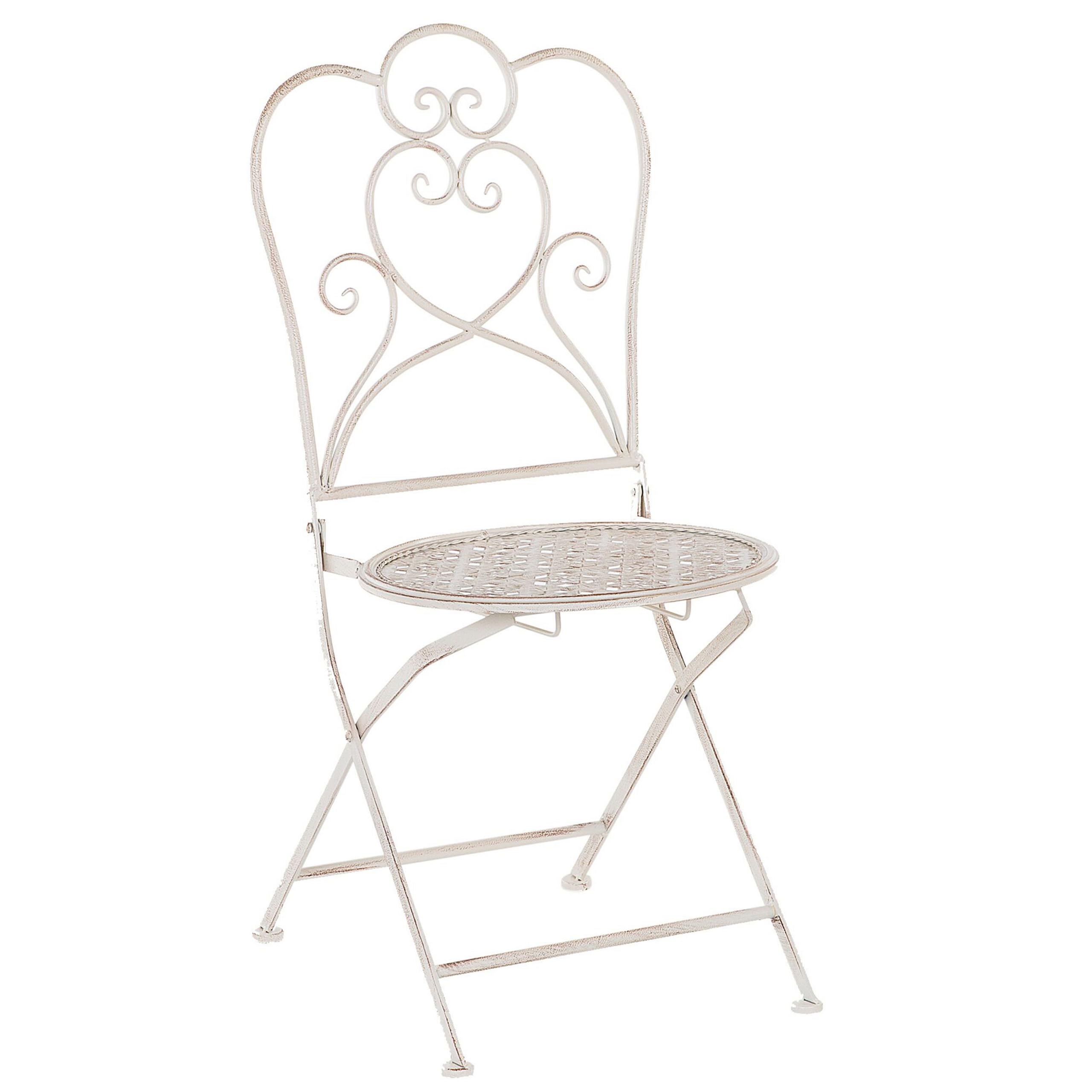 Beliani Ensemble de Jardin 2 Chaises Pliantes Table Assortie Métal Beige