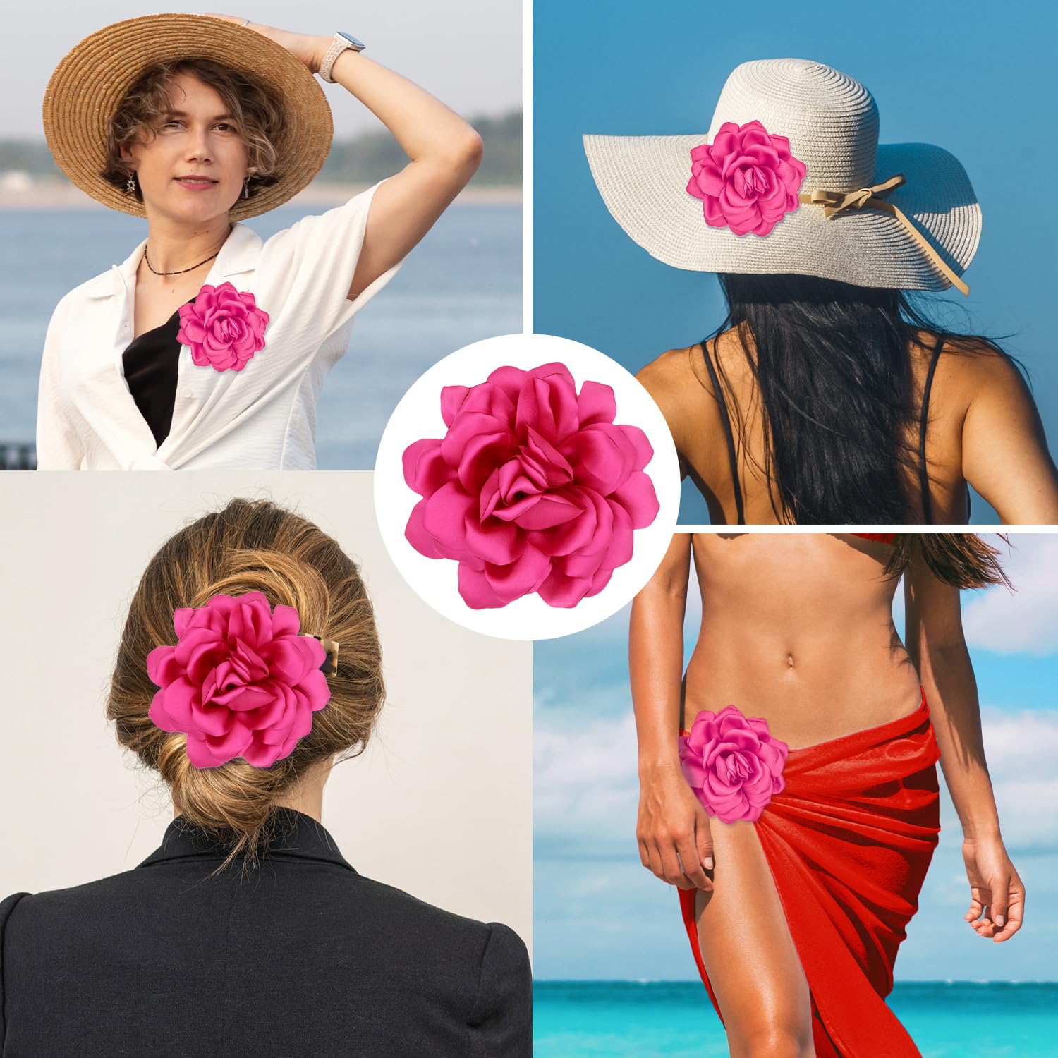 Flor Broche Grande Diseño Rosa Elegante Pinza Pelo Mujer Boda Fiesta Accesorios