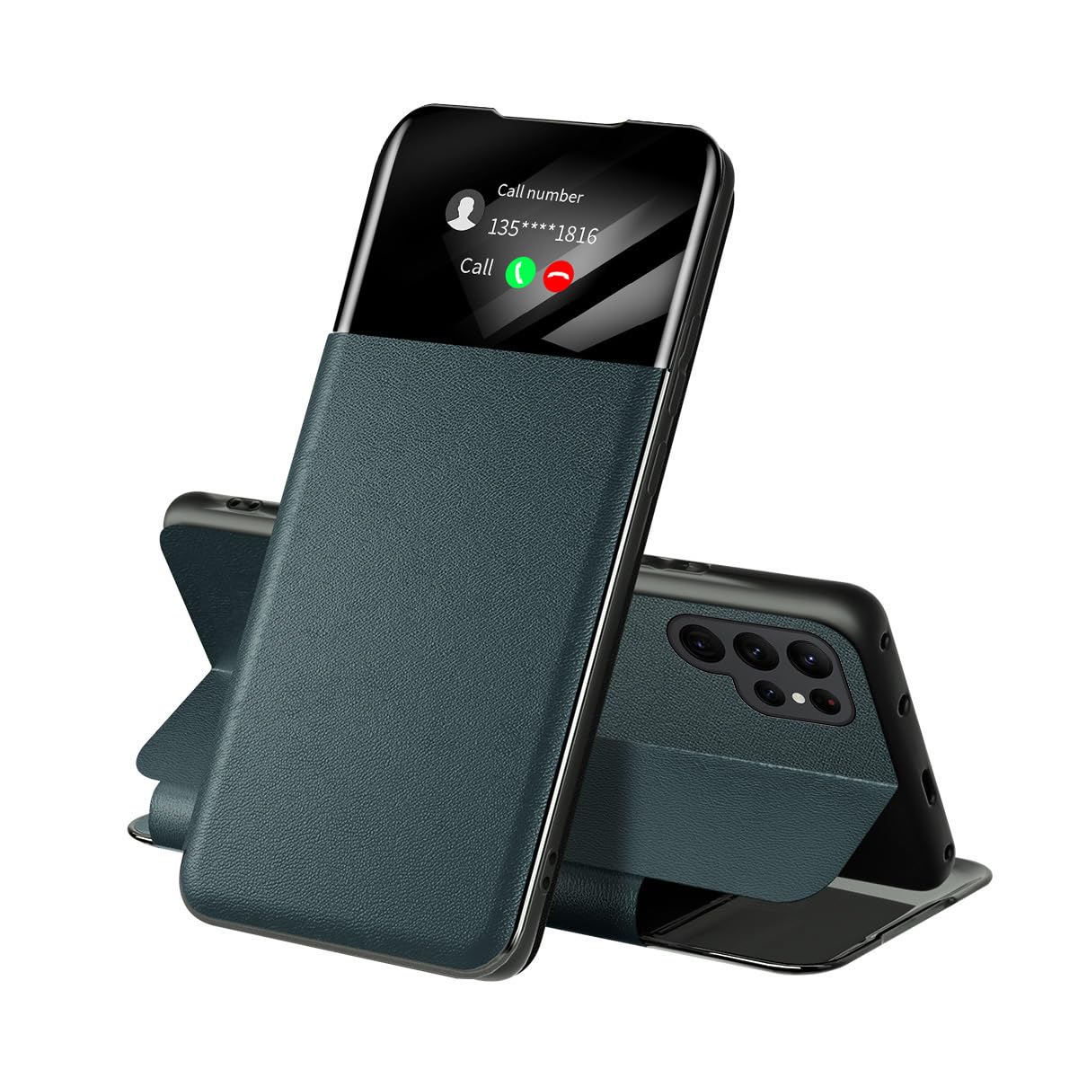 Etui z klapką do Samsunga Galaxy S24 Ultra/S24 Plus/S24, skórzane inteligentne etui z klapką na telefon komórkowy z gniazdem na kartę, etui chroniące aparat, pomarańczowe, S24 Plus