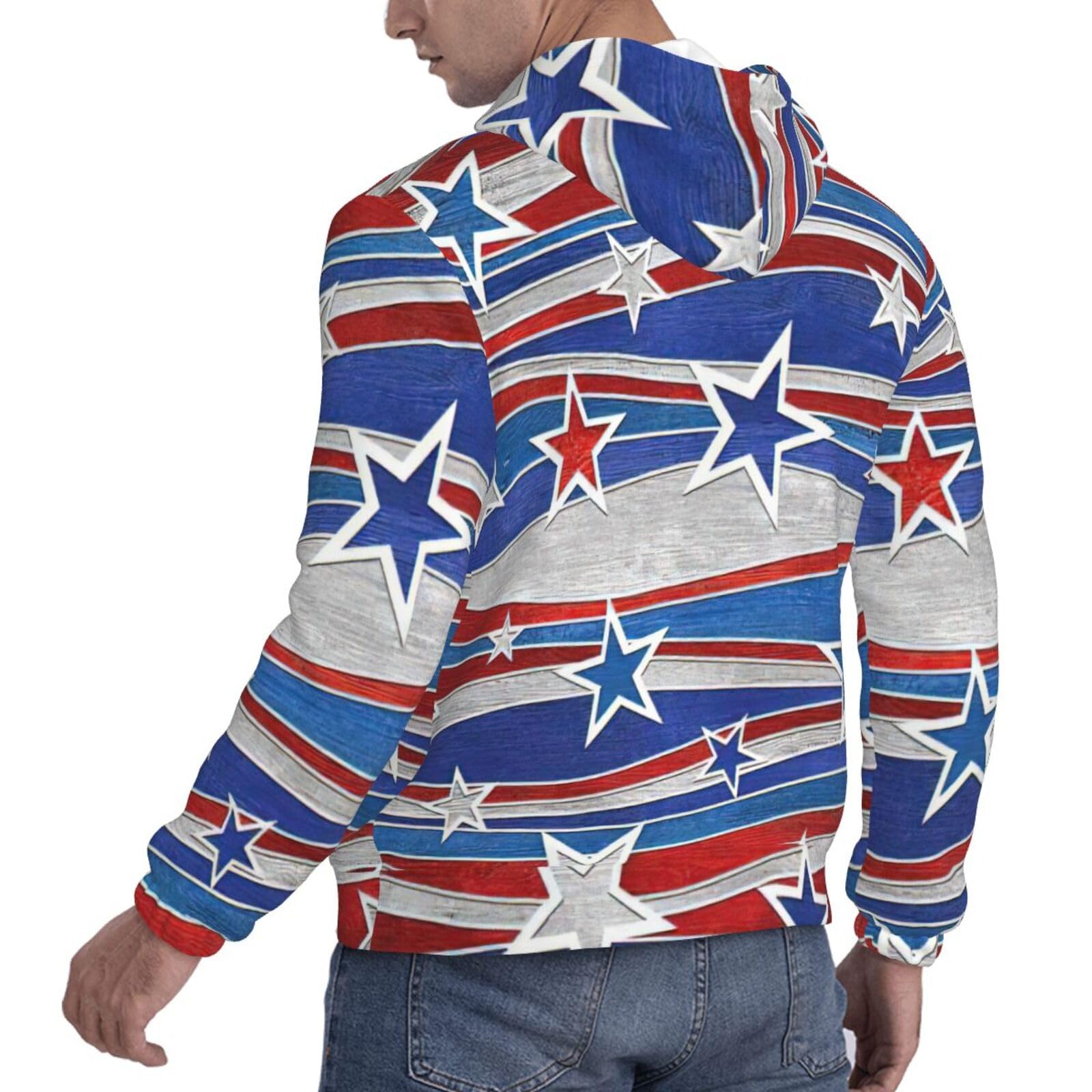 Patriotyczne gwiazdy paski Dzień Niepodległości graficzny nadruk bluza z kapturem dla mężczyzn moda sznurek sweter z długim rękawem bluza męska