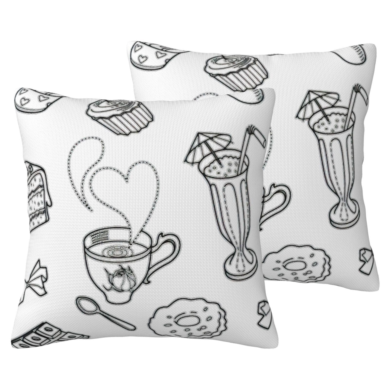 Housse de coussin imprimé thé noir effet lin pour canapé