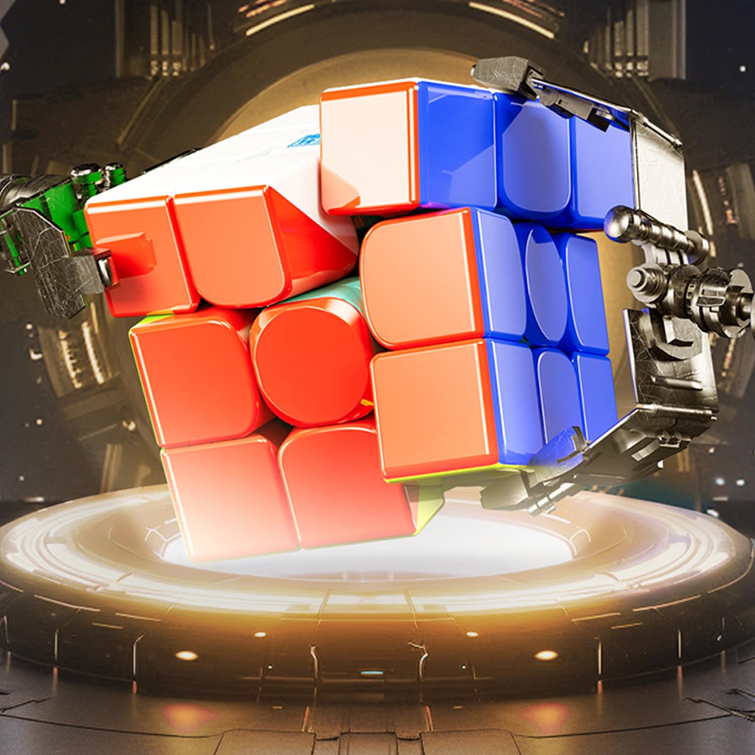 Moyu RS3M V5 Dual Adjustment 3x3 Speed Cubo Magico Senza Adesivo Silky e Fluente Competitivo per gli Amanti del Cubo (Magnetic Dual Adjustment Version with Robot Box)