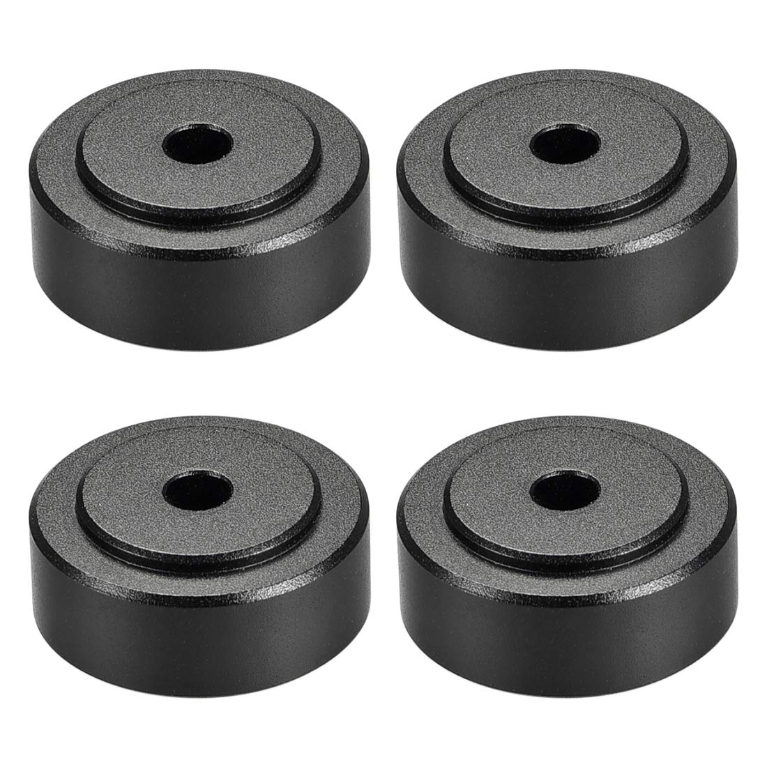uxcell 4 Pcs D20xH8mm Aluminum Feet Anti-Vibration Base Pad Stand with Rubber O Ring for Speaker Guitar Amplifier HiFi Black