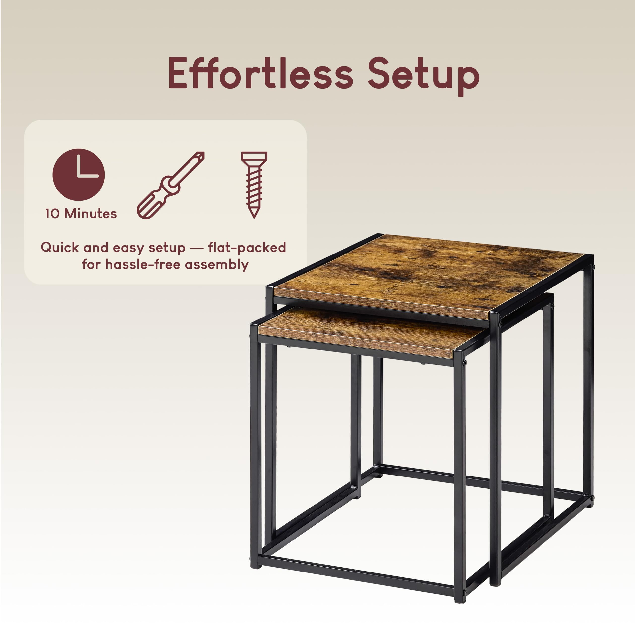 Vida Designs Brooklyn Nido de mesas, Madera Oscura, Nest of 2 Tables