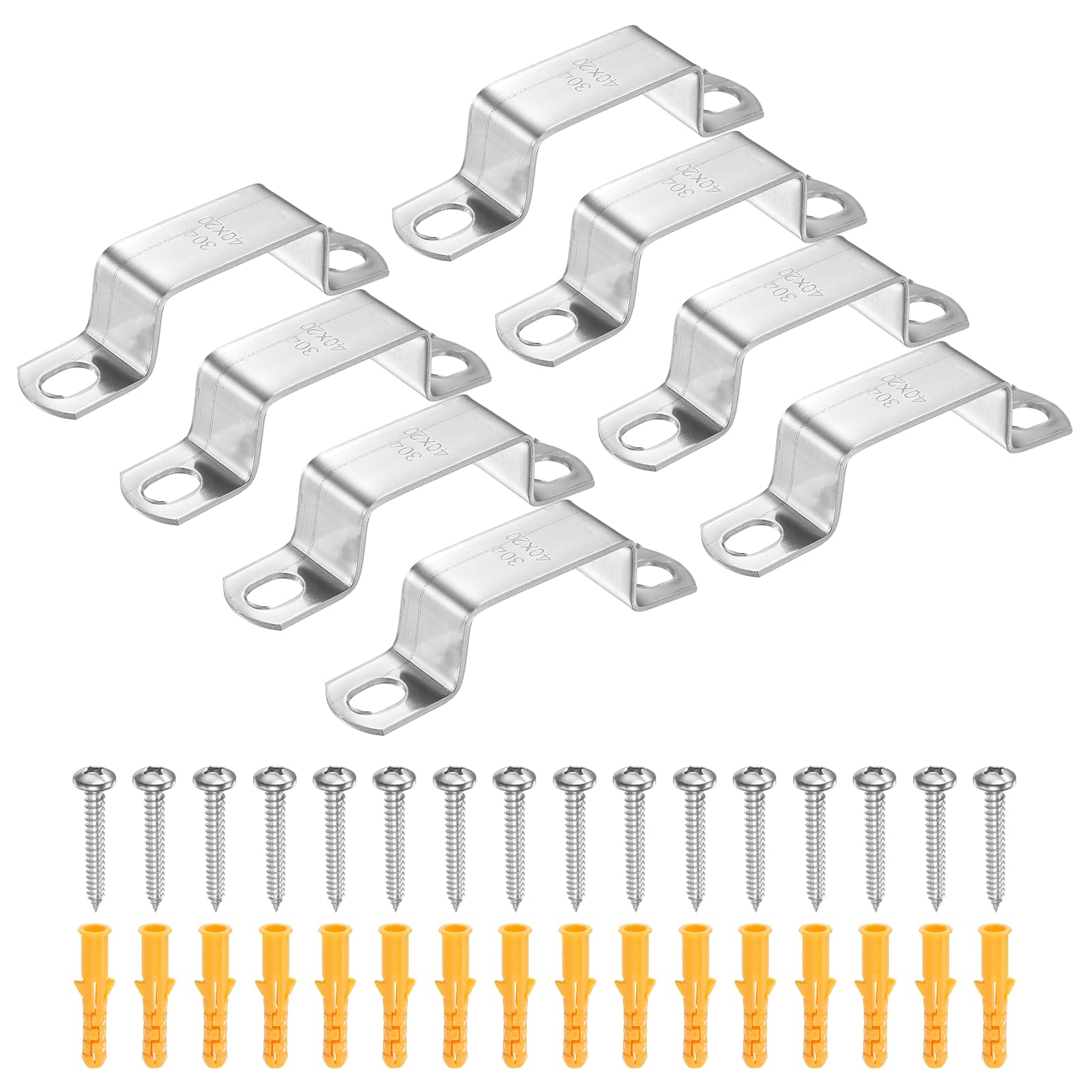 HARFINGTON 12 morsetti quadrati per tubi, 40 x 20 mm, in acciaio inox 304 | Morsetto a forma di U, staffa per connettore con fibbia a tubo quadrato con viti per tubo flessibile cavo recinzione ponte