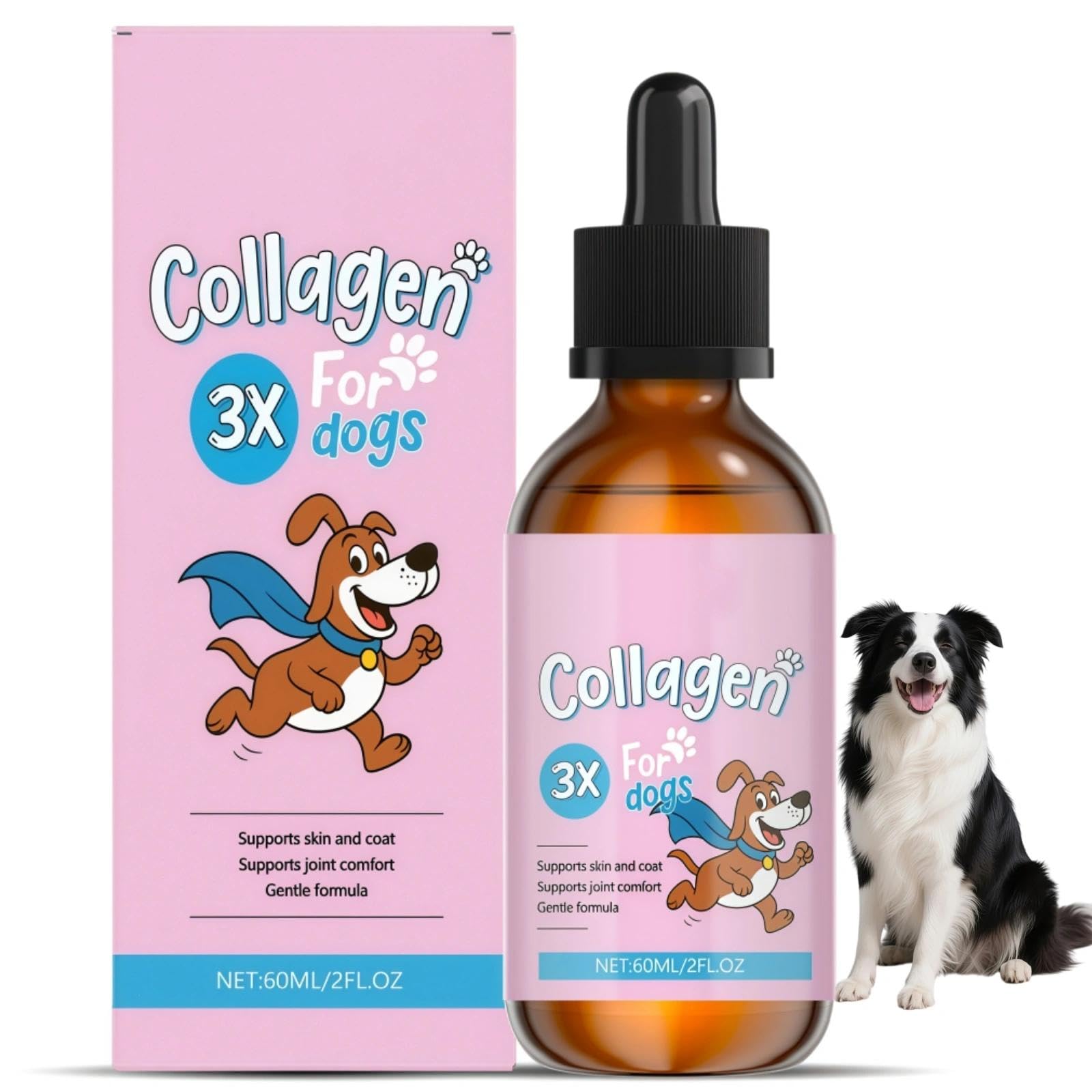 ChicLush 60ML Liquid Collagen for Dogs, Dog Collagen Drops, Quick Absorption Formula for Digestion, Skin & Coat Care, Supports Joint Mobility & Itch Relief