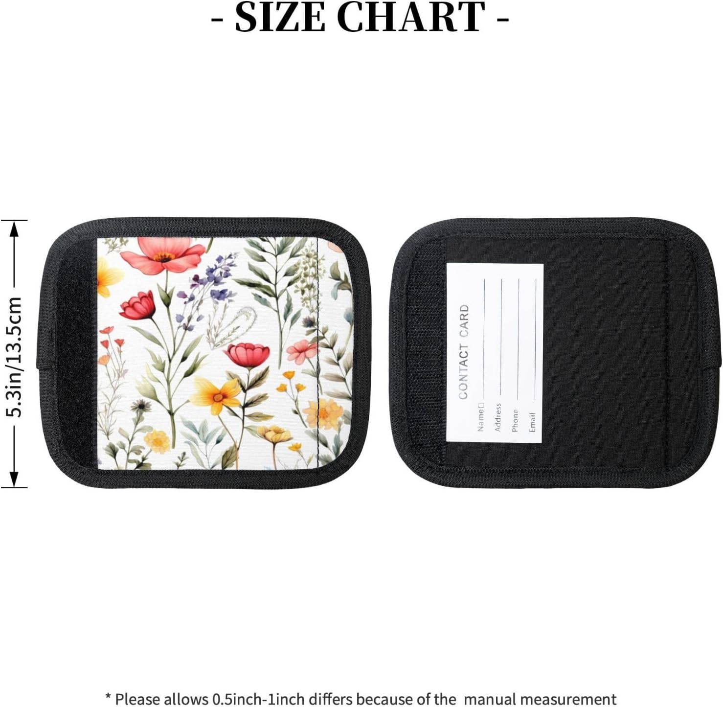 Colorful Wildflower Leaves Luggage Handle Wraps for Suitcase Luggage Identifiers Soft Handle Grips Covers for Travel Accessories, 2 Pack