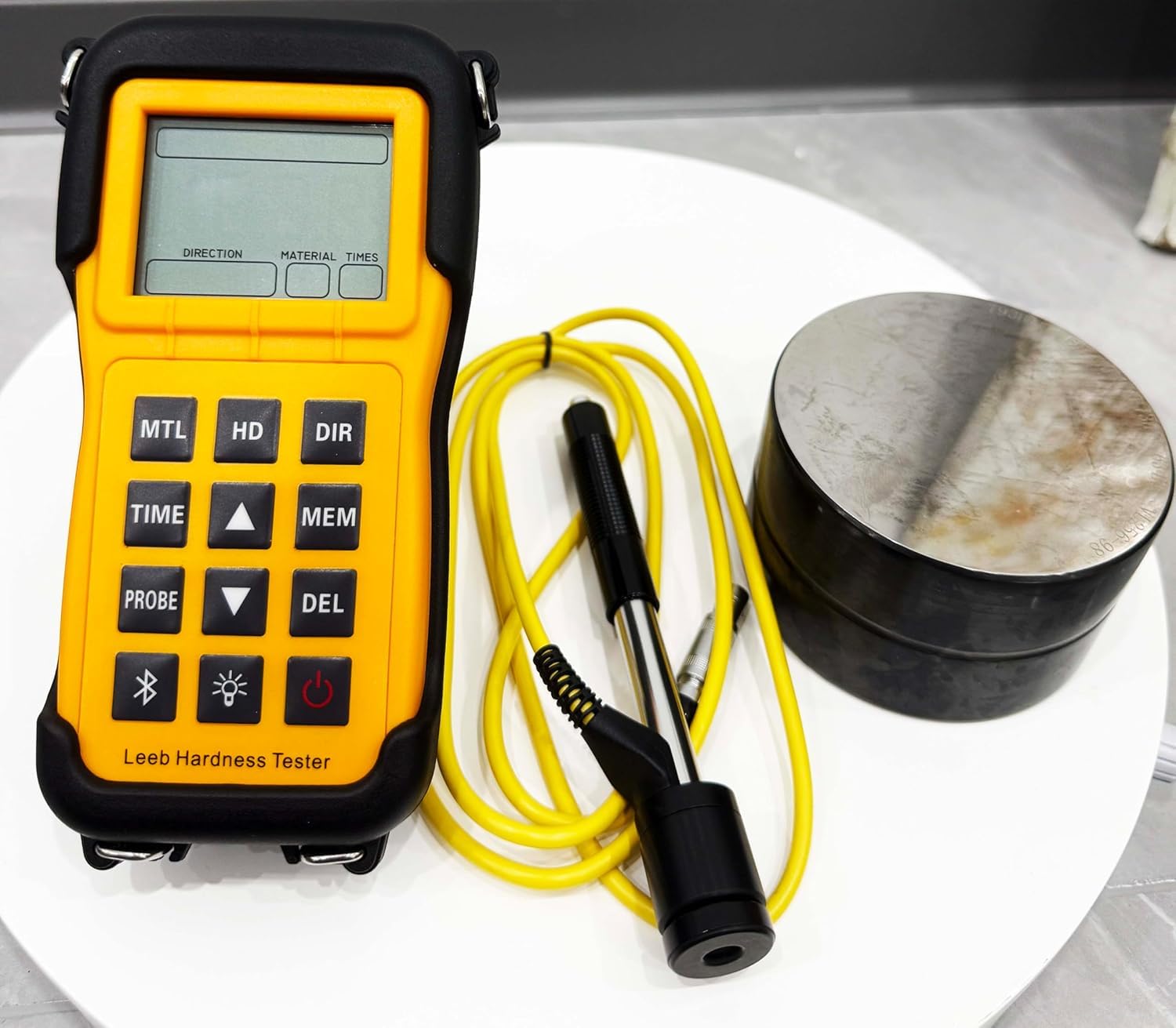 Portable Rebound Leeb Hardness Tester Meter Gauge with Range 200~960HLD D Test Block Free Lmview Software 100 Groups Data Memory Hardness Scale HL HB HRB HRC HV HS σb