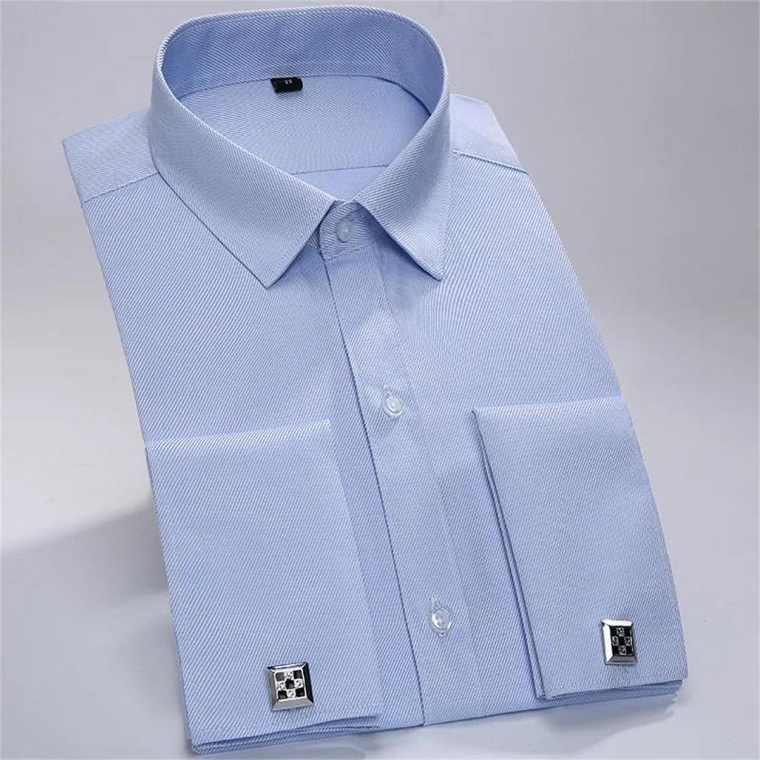 Yeuyyben Camicia da sposa da uomo camicia da smoking camicia francese gemelli formali camicia a maniche lunghe slim fit camicia con polsini francesi