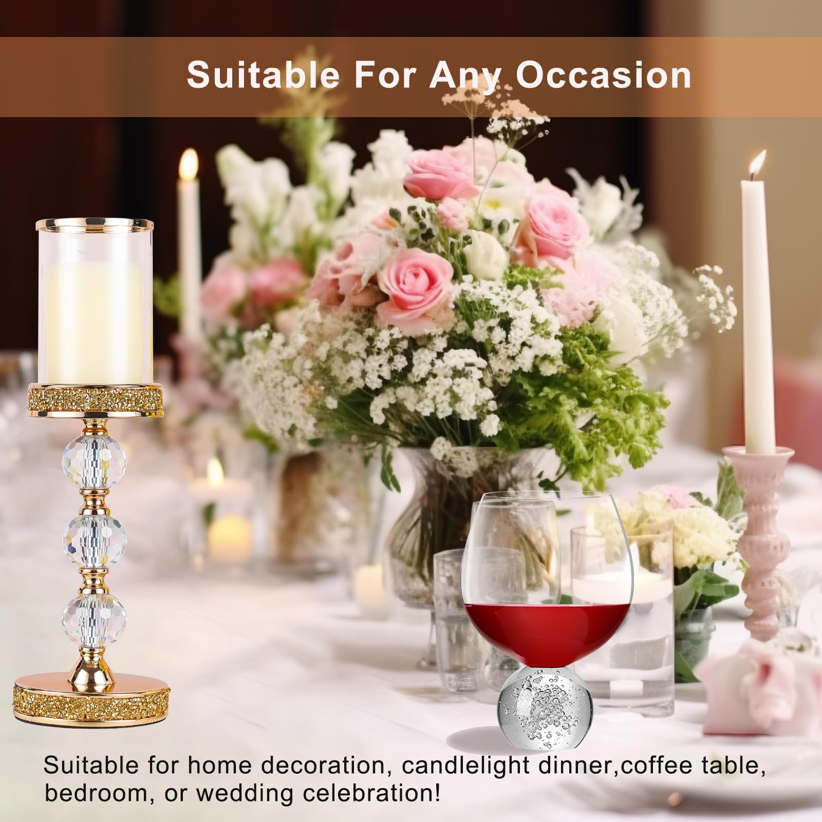 Bougeoir En Verre Pour Bougie Pilier - Pour Mariage, Noël Et Décoration