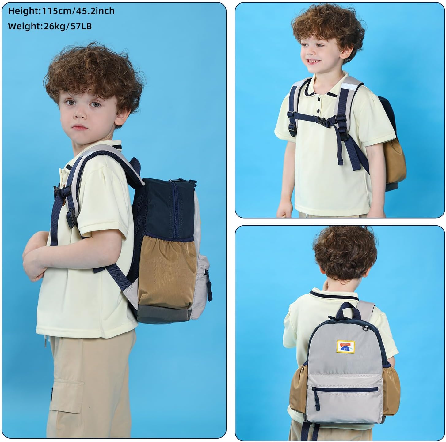 willikiva Cute Kids Toddler Backpack for Boys Girls Lightweight Protection Waterproof Children Preschool Bag(Grey)